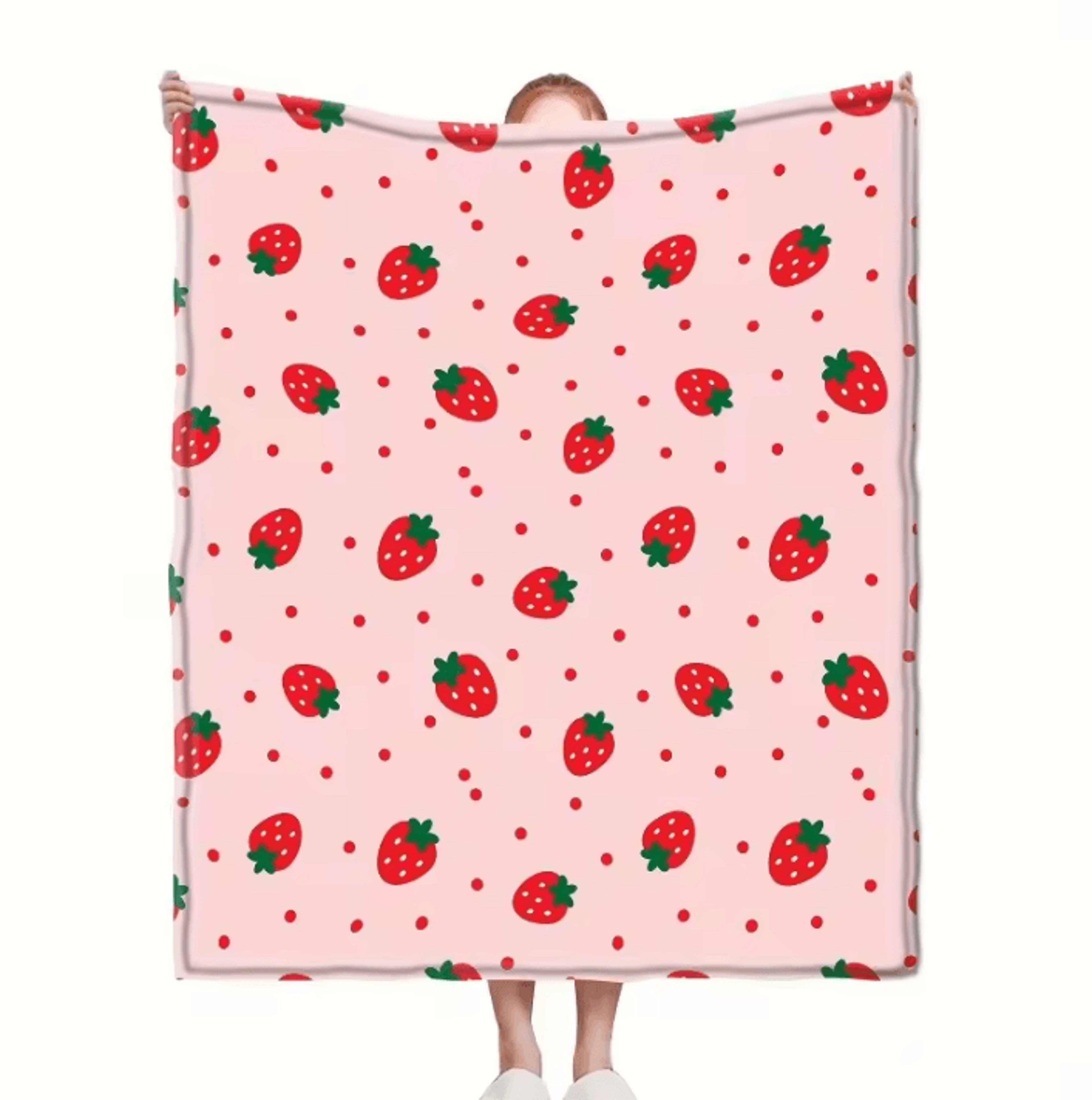 Cute Strawberry Soft Fleece Throw Blanket 3