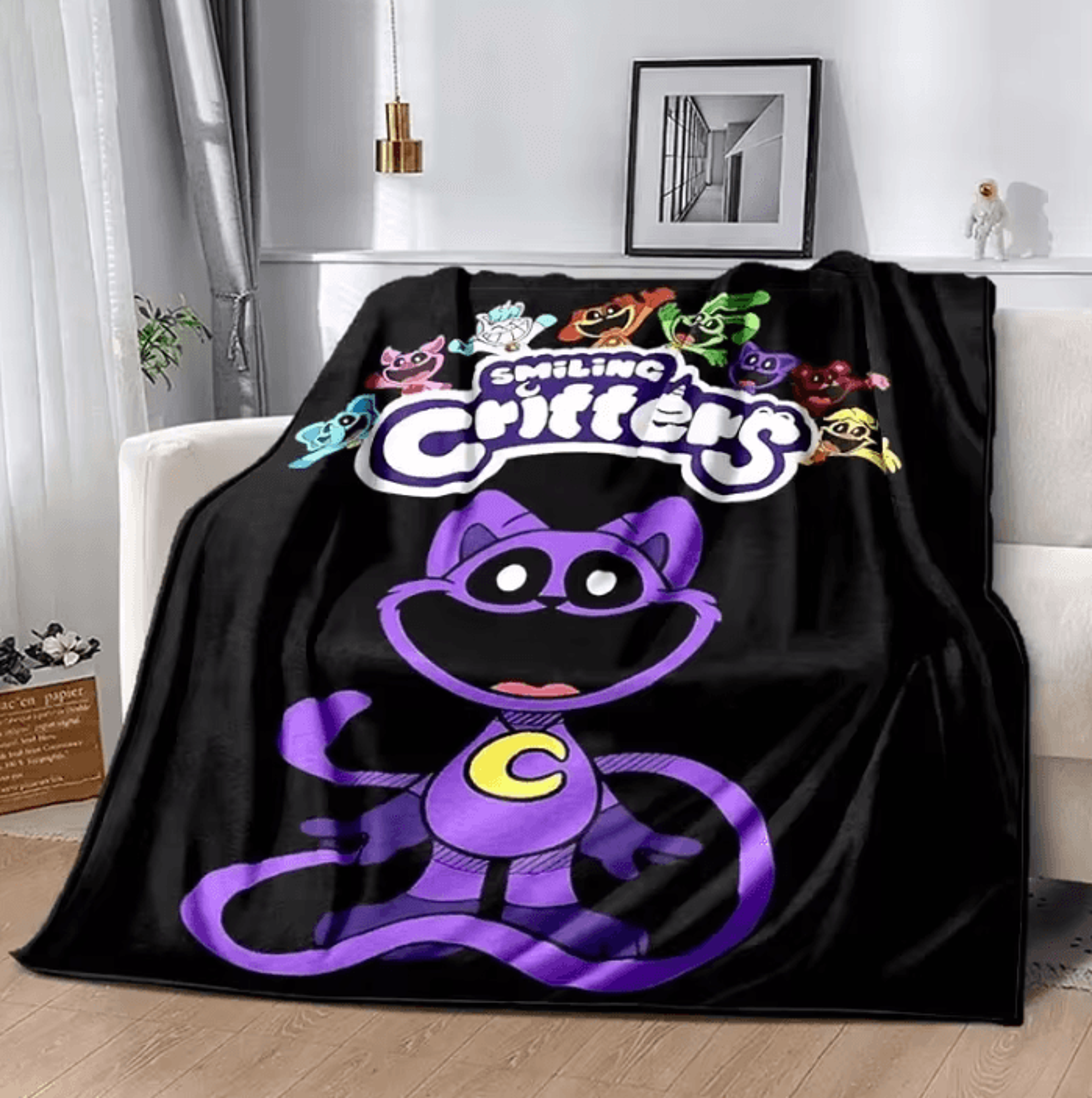Smiling Critters Cartoon Soft Flannel Throw Blanket 0