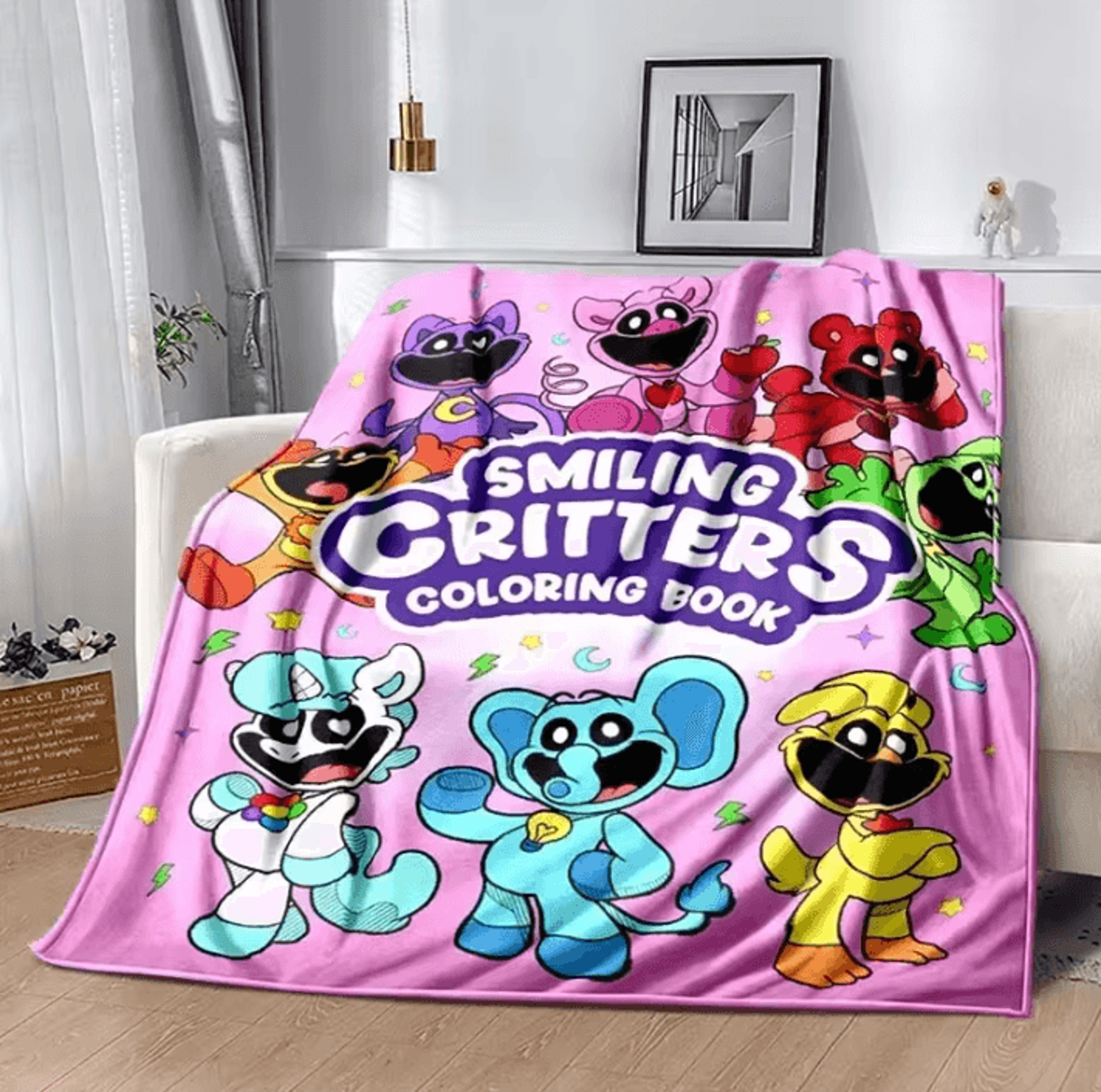 Smiling Critters Cartoon Soft Flannel Throw Blanket 2
