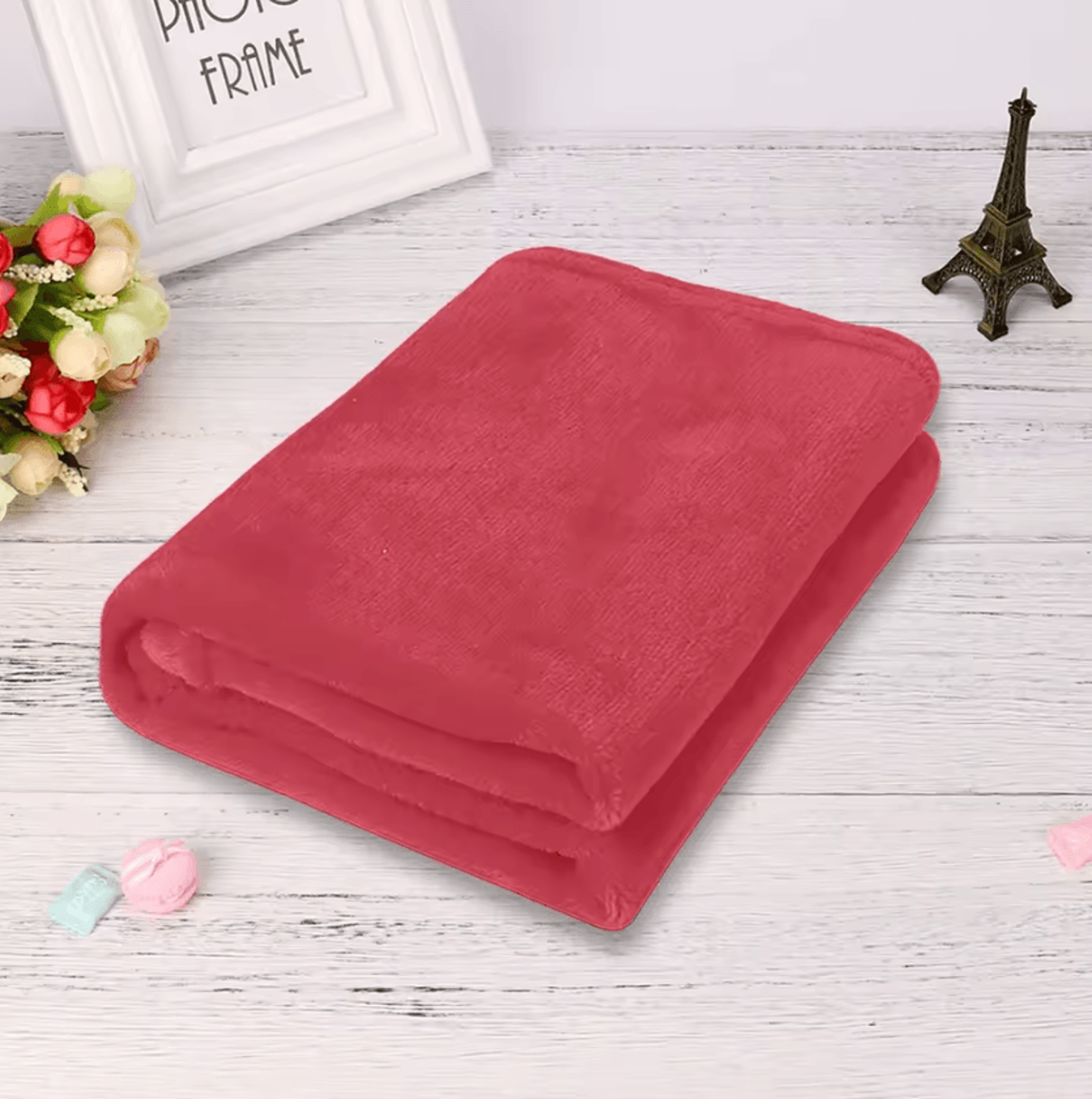 Solid Micro Plush Coral Fleece Throw Blanket 8