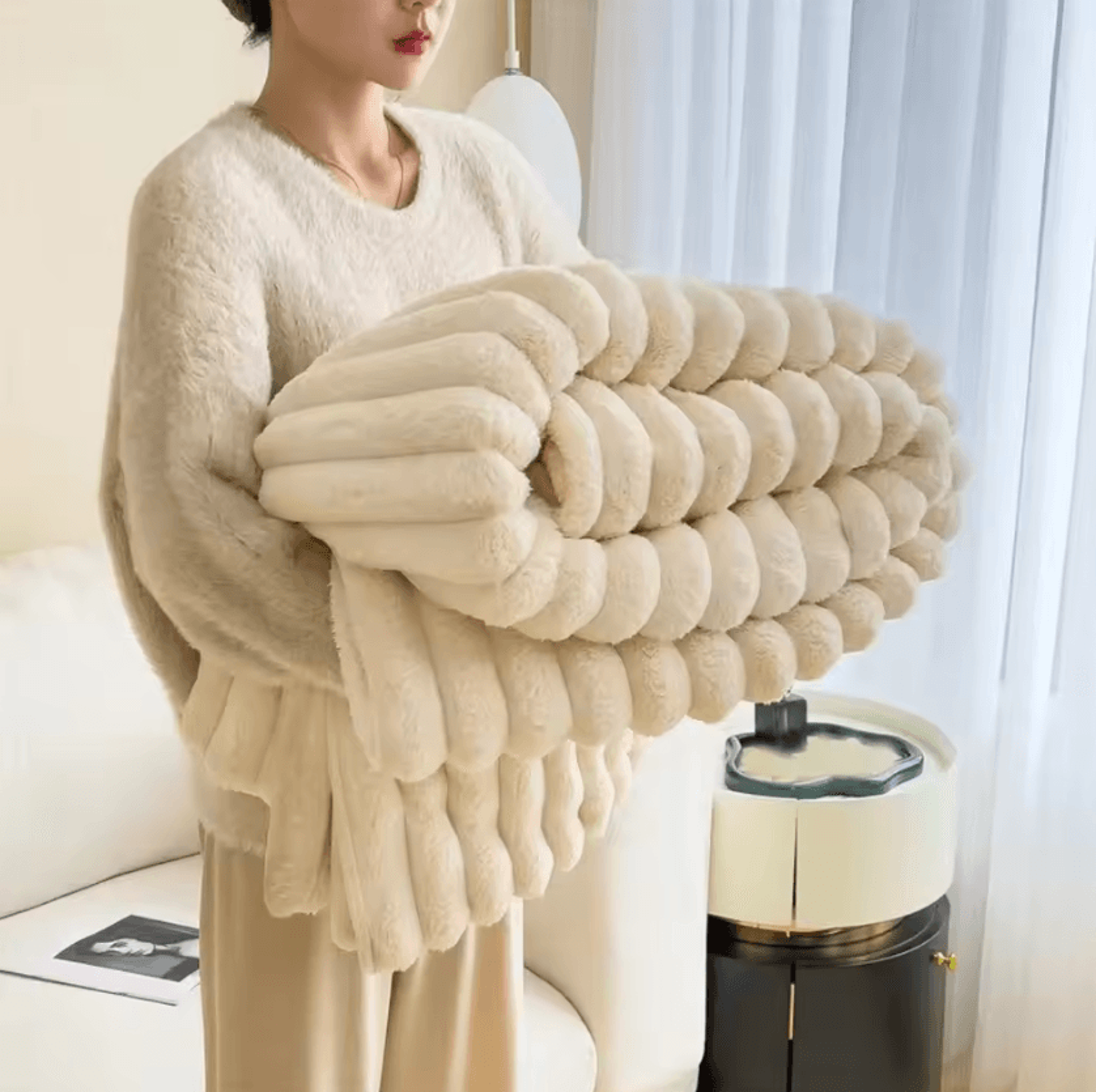 Double Sided Plush Striped Throw Blanket 8