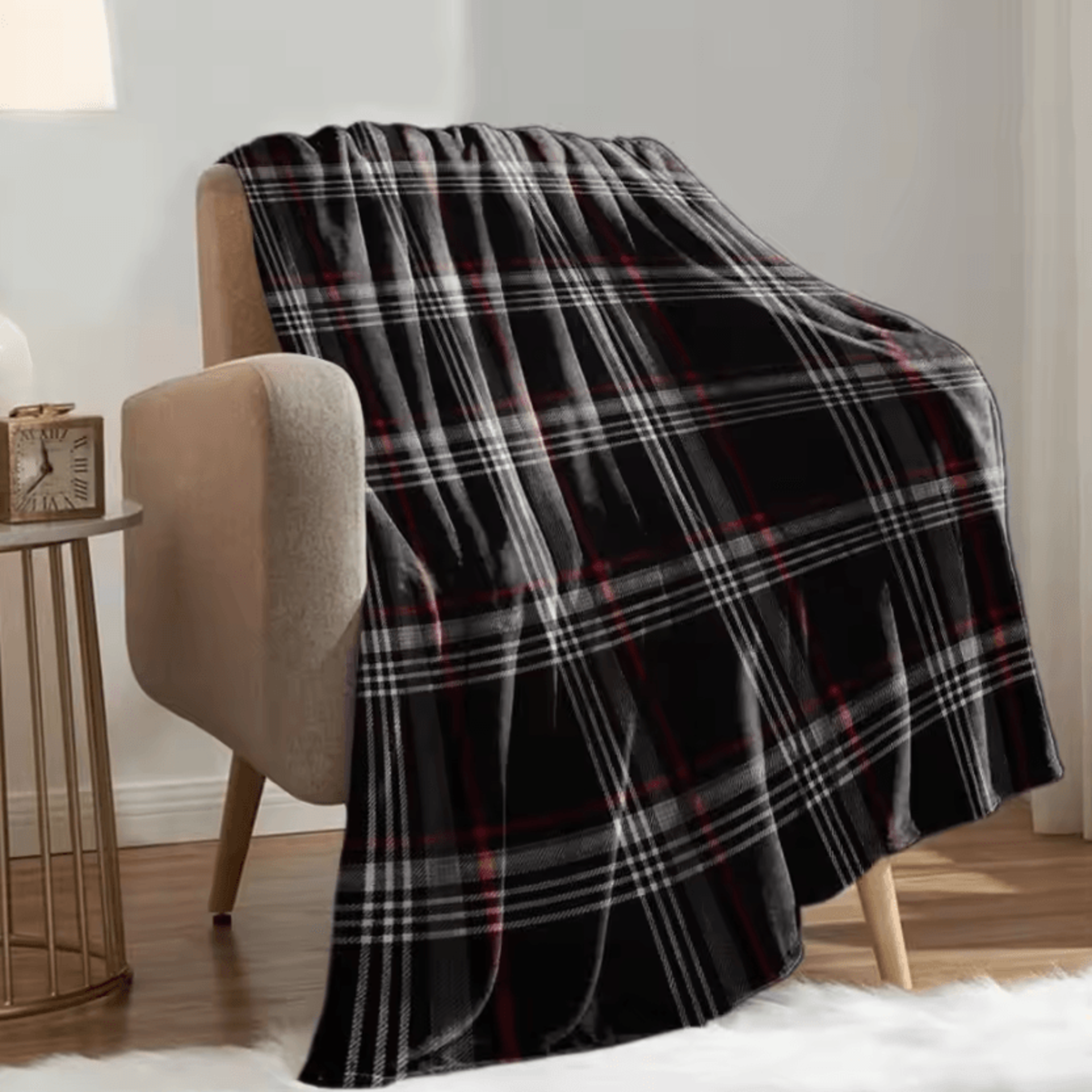 GTI Tartan Plaid Flannel Throw Blanket 3