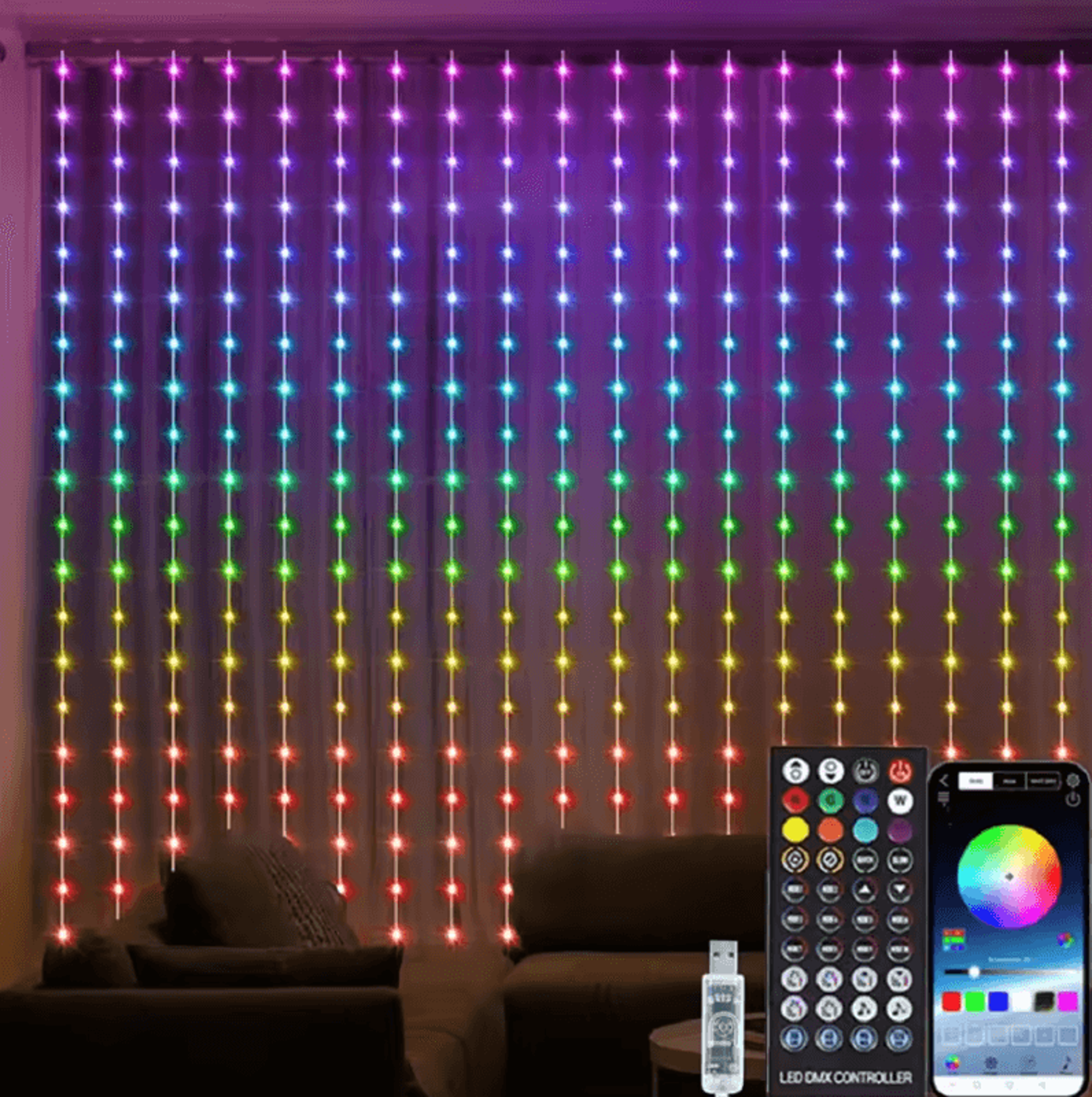 3M RGB App Controlled LED Curtain Lights 5
