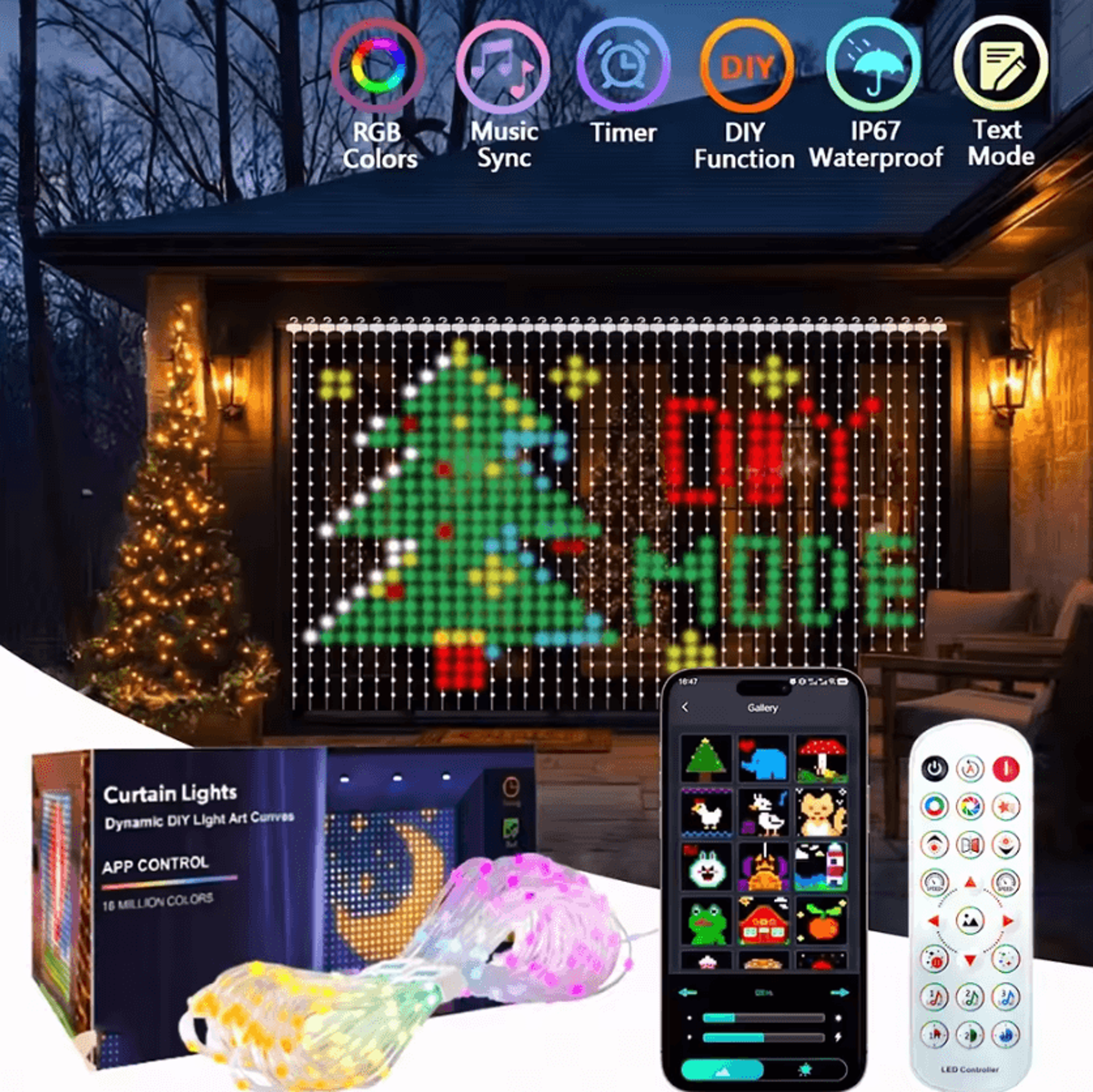 Smart Color Changing Music Sync Curtain Lights 0