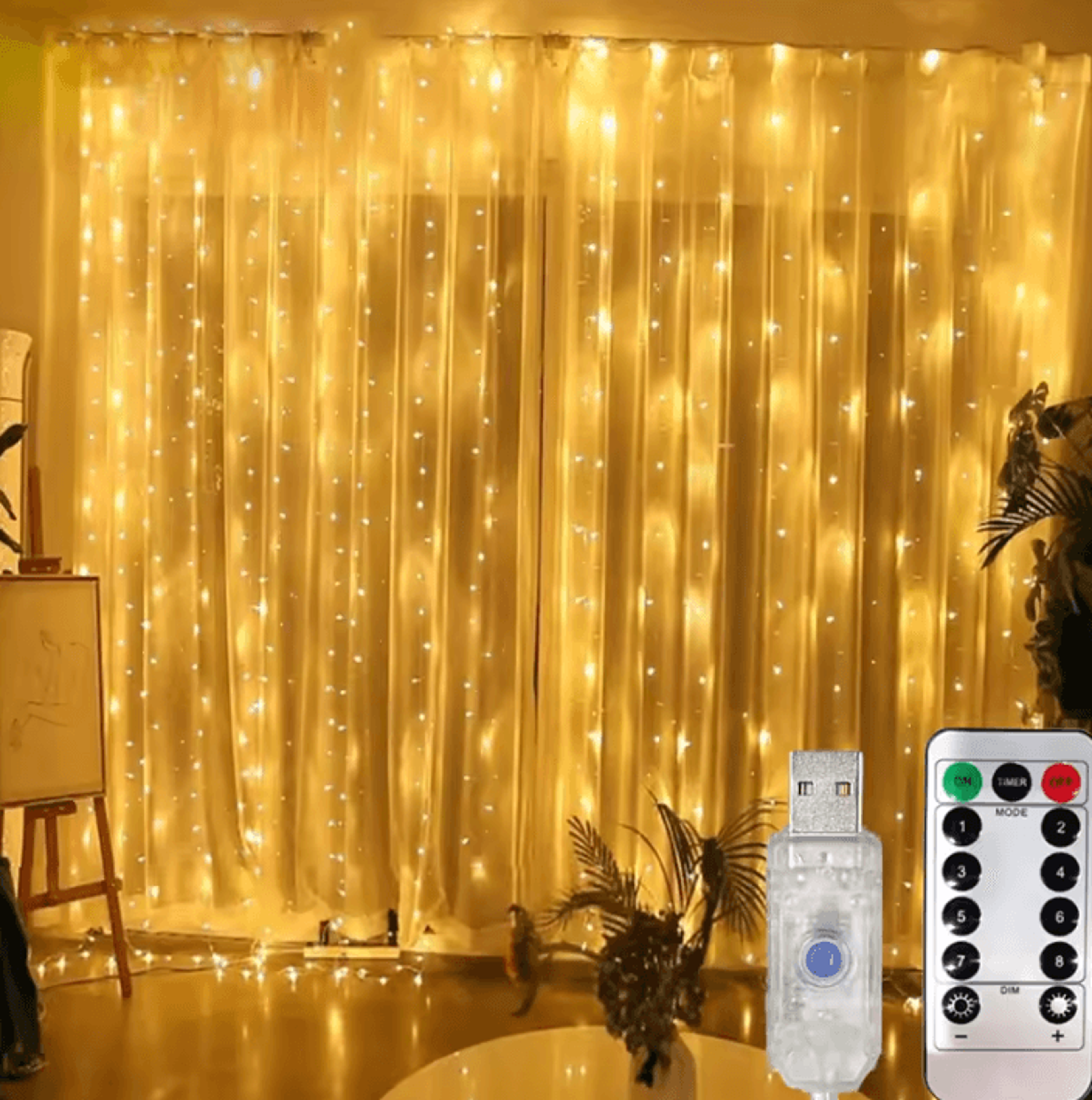 Remote Control USB Curtain Fairy Lights 4