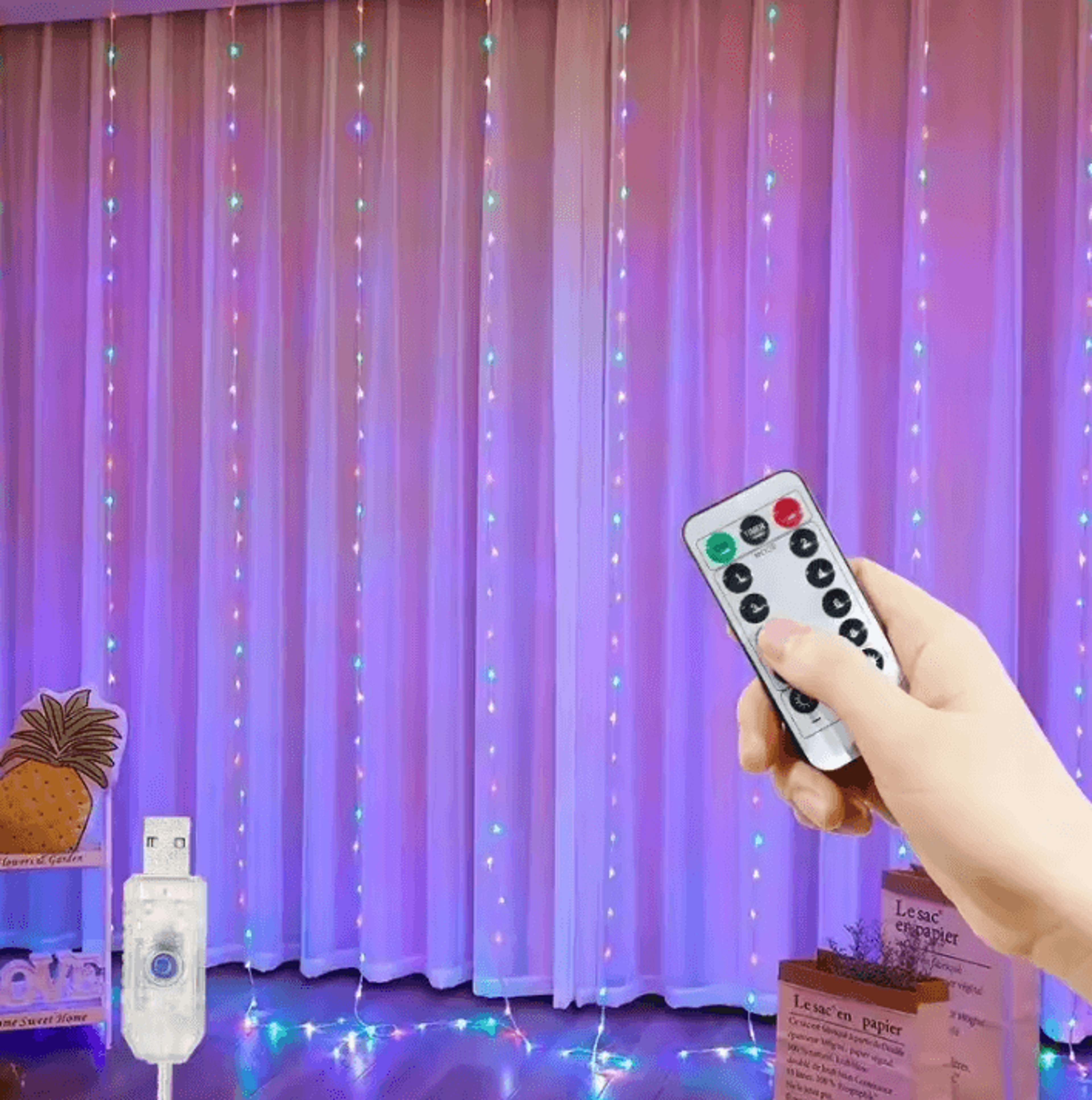 Remote Control USB Curtain Fairy Lights 6