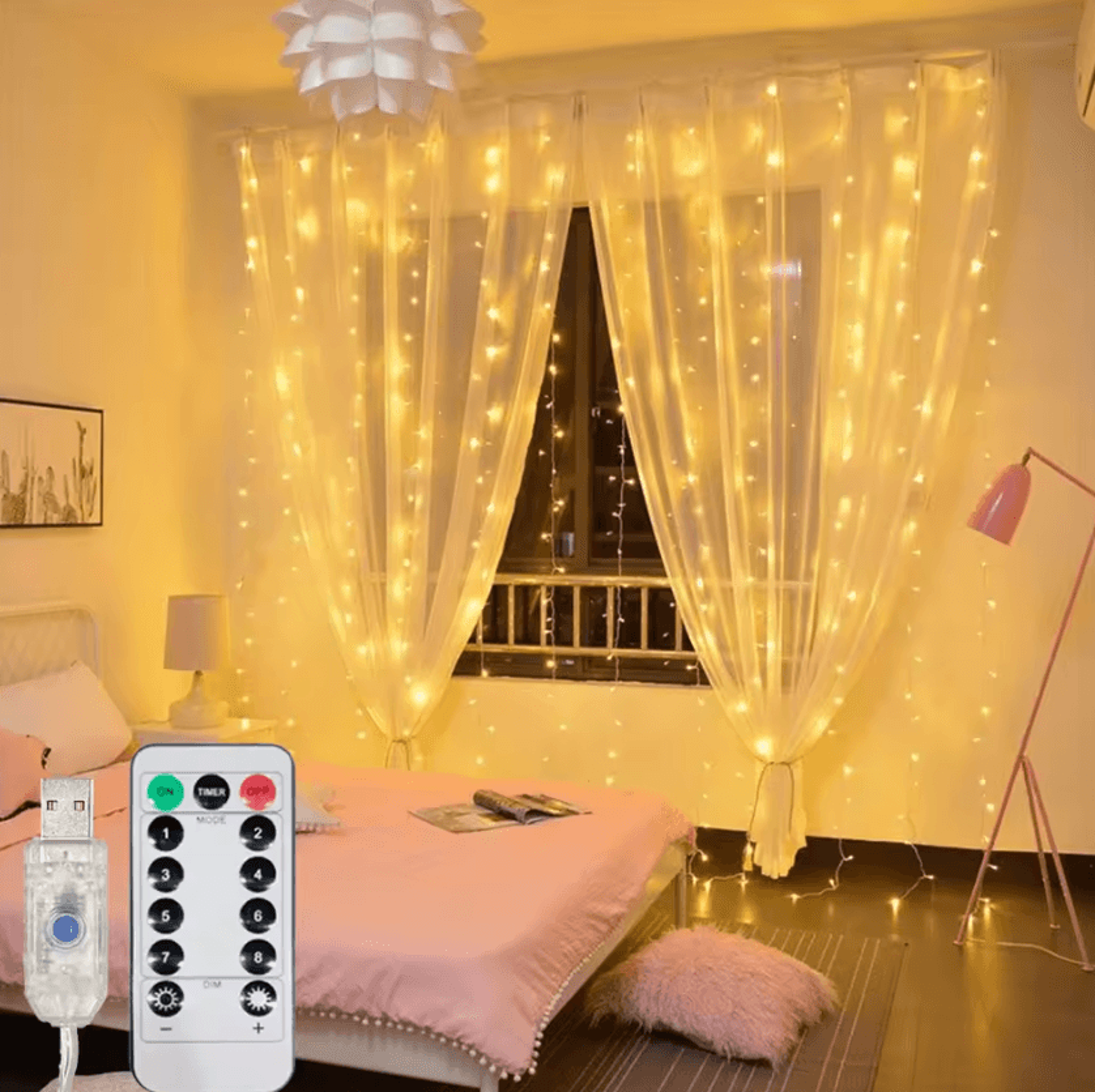 3M 6M USB LED Curtain Lights With Remote 2