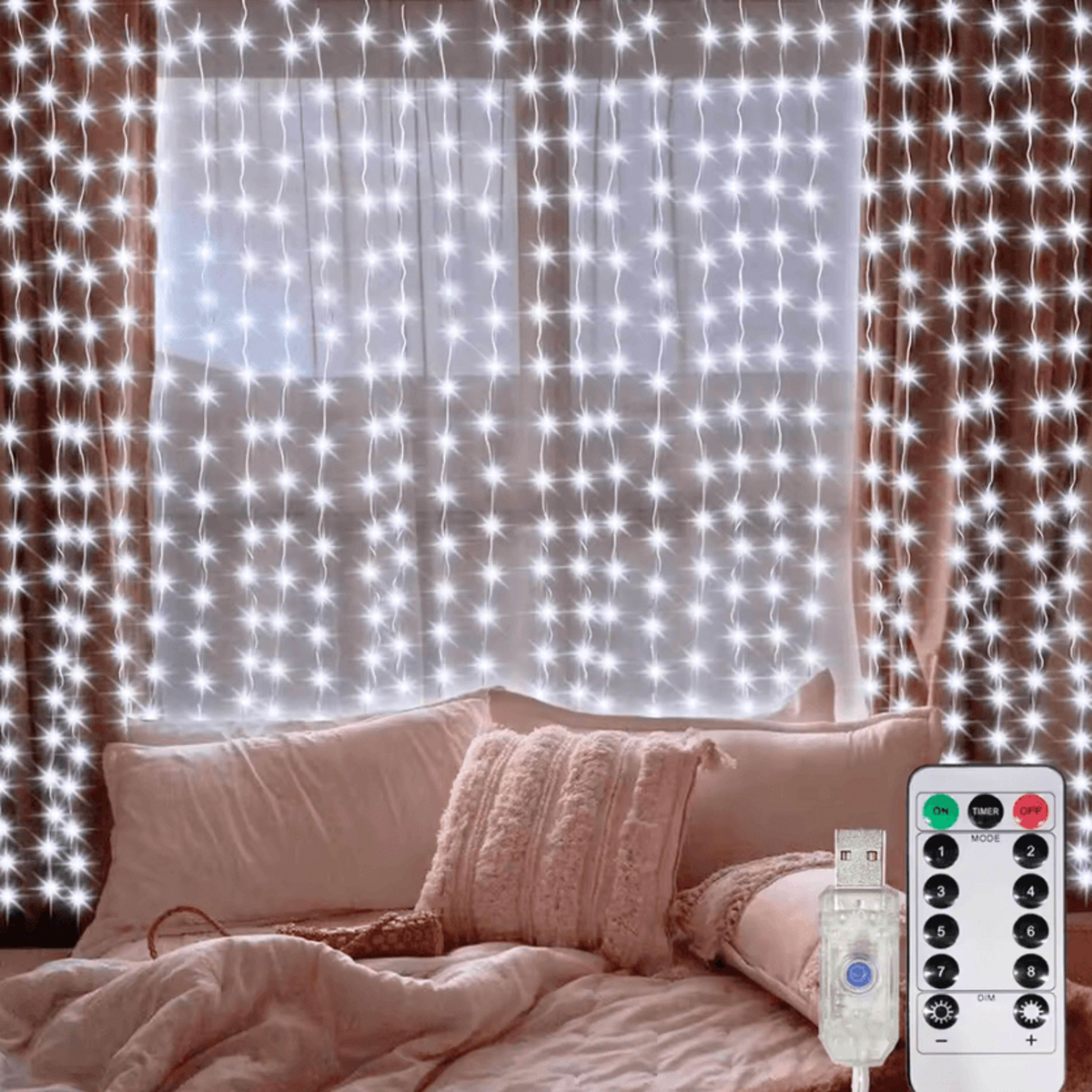 8 Mode USB LED Curtain Lights With Remotes 0