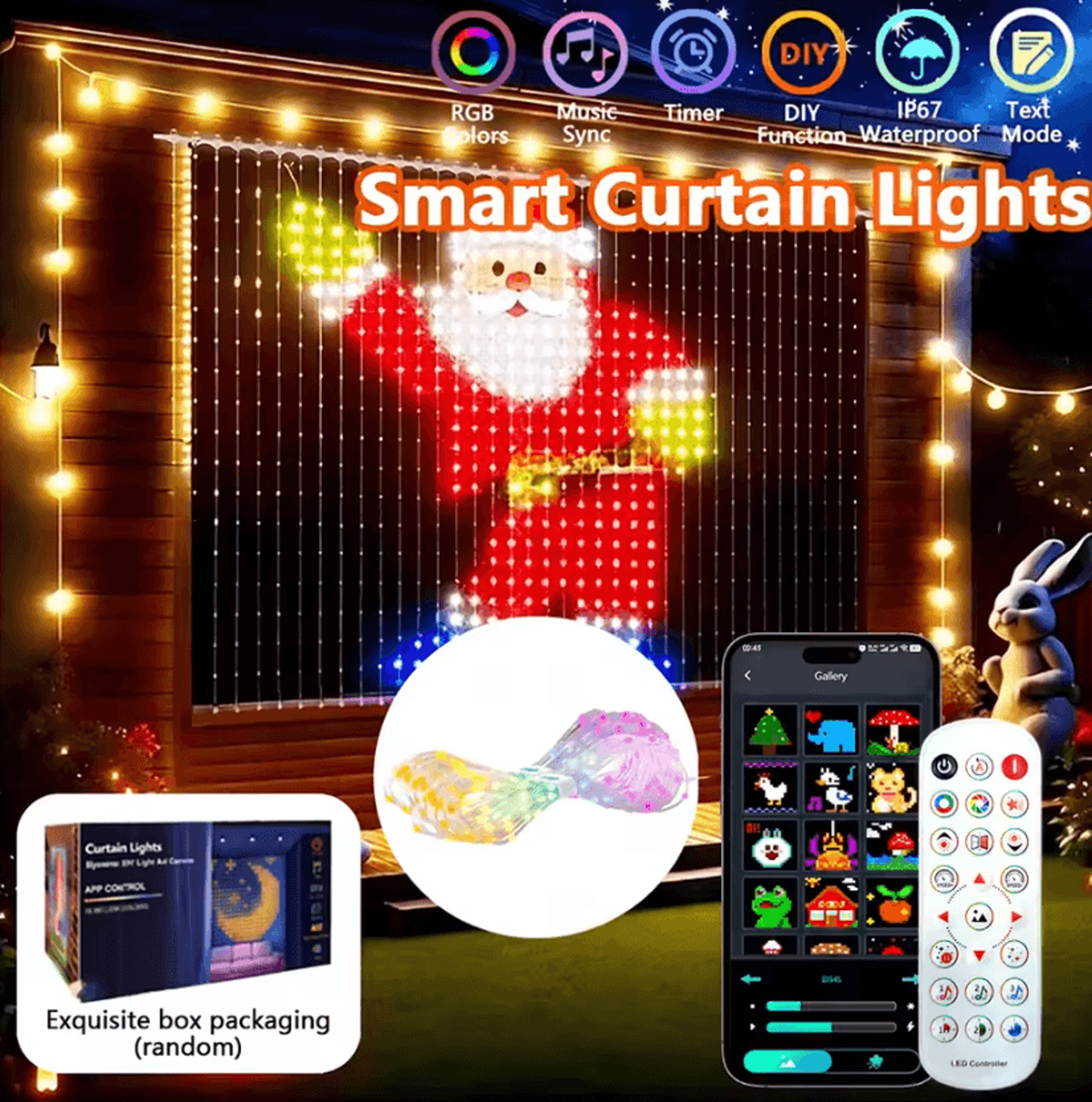 Smart DIY Pattern LED Curtain Lights 0