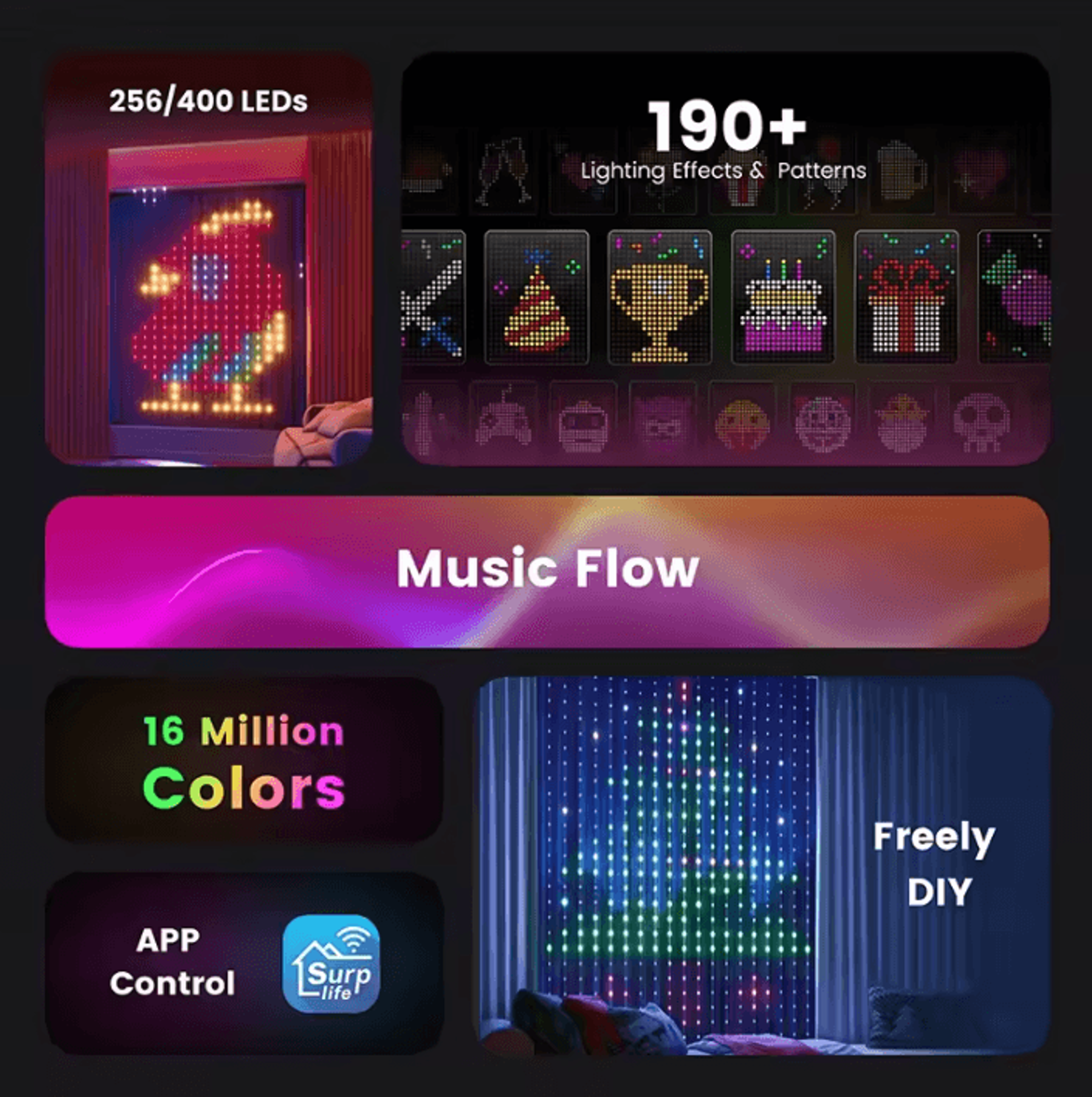 Smart DIY Music Sync Curtain Lights 1