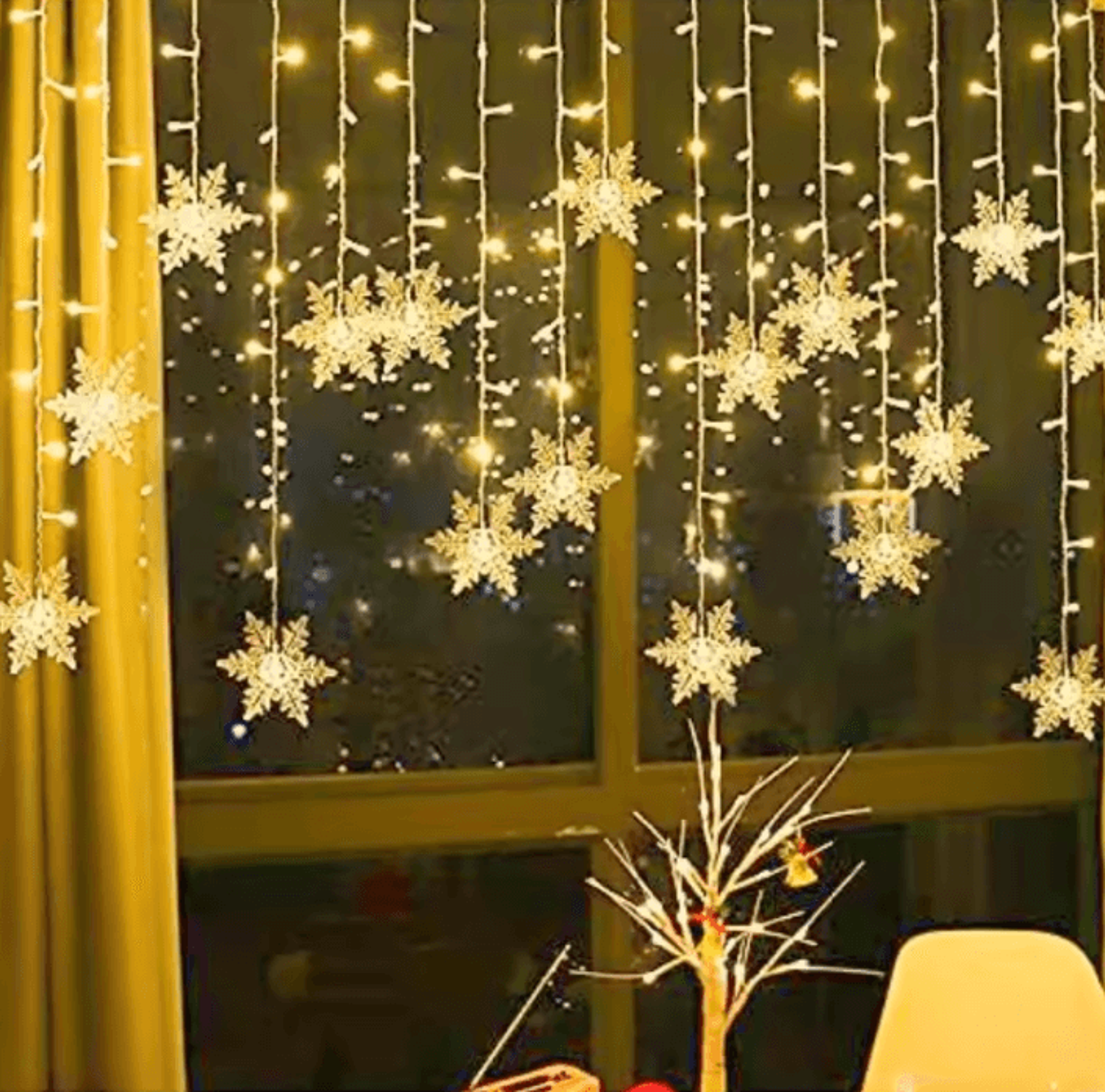 Snowflake LED Curtain String Lights 2