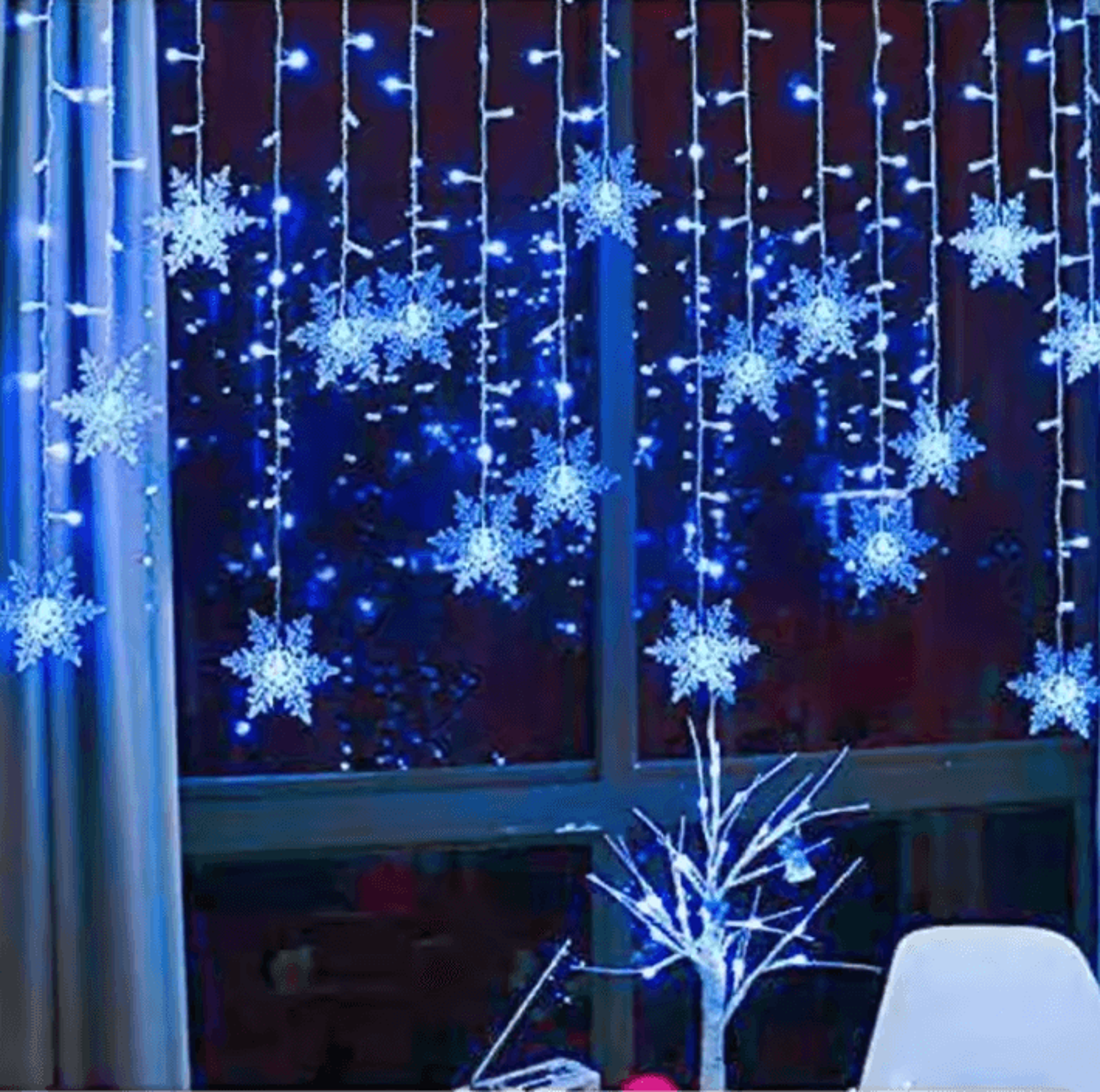 Snowflake LED Curtain String Lights 7