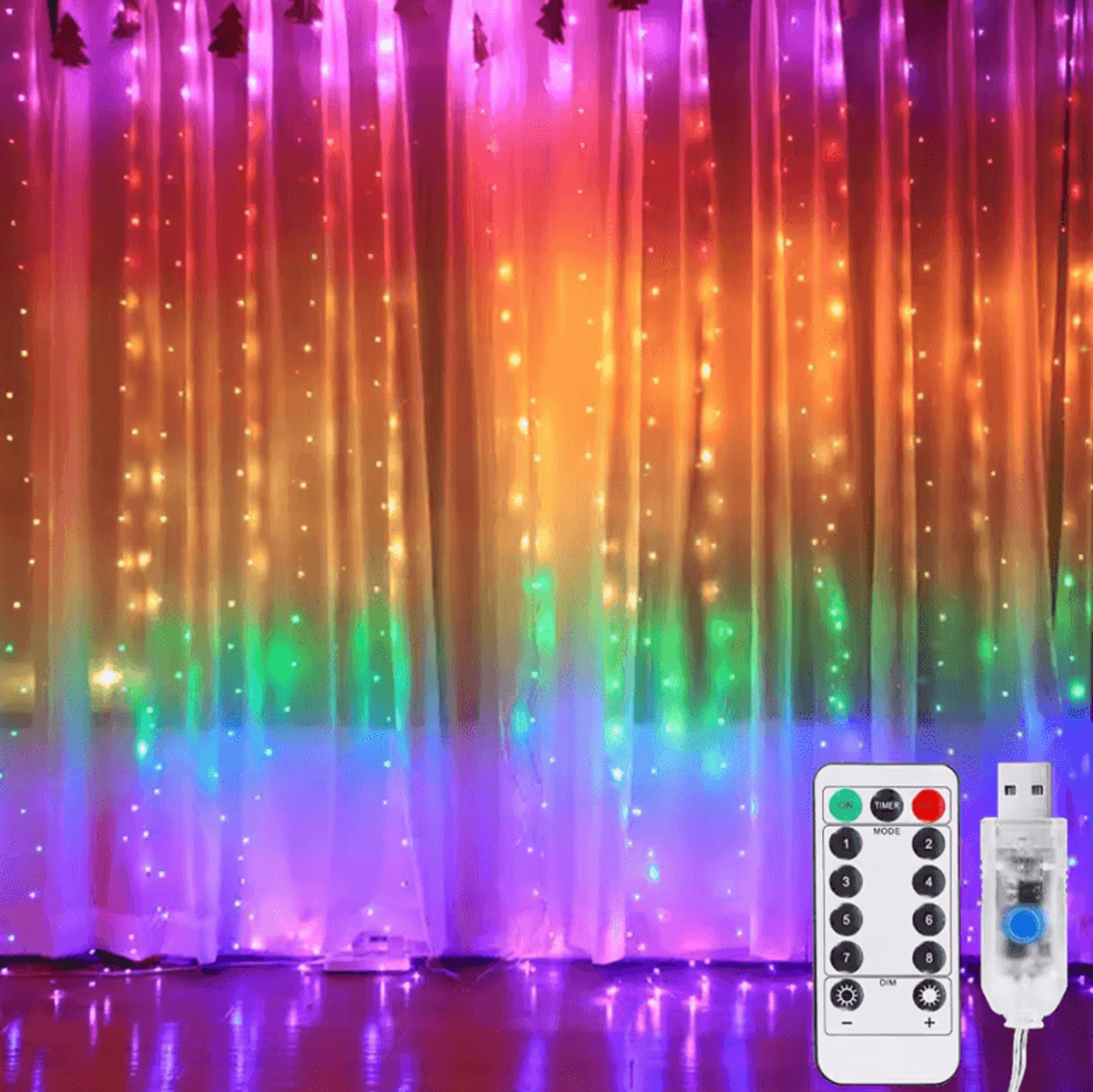 3x3 USB Cascading Fairy Curtain Lights 4