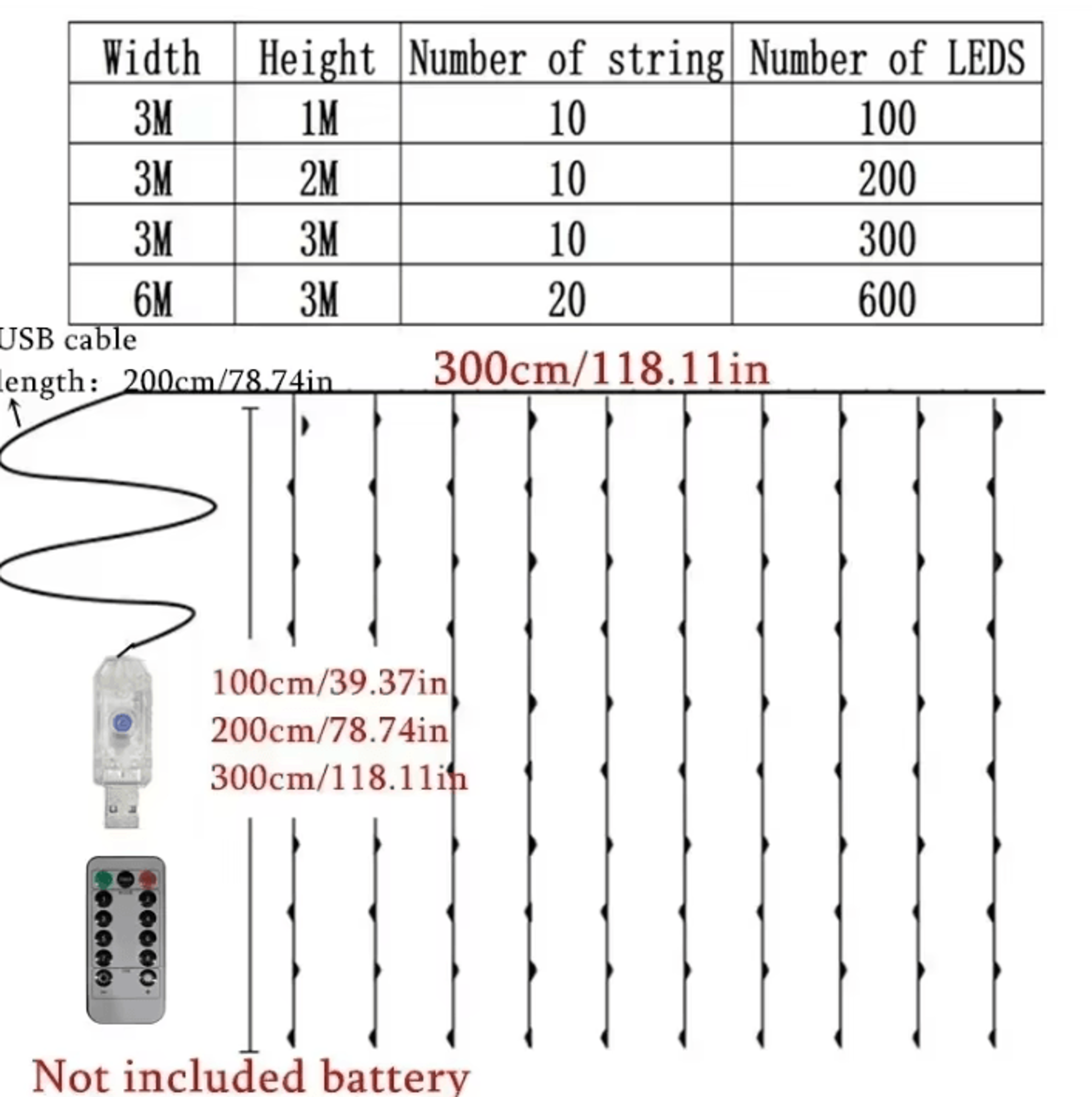 8 Mode USB Garland Curtain Lights 1