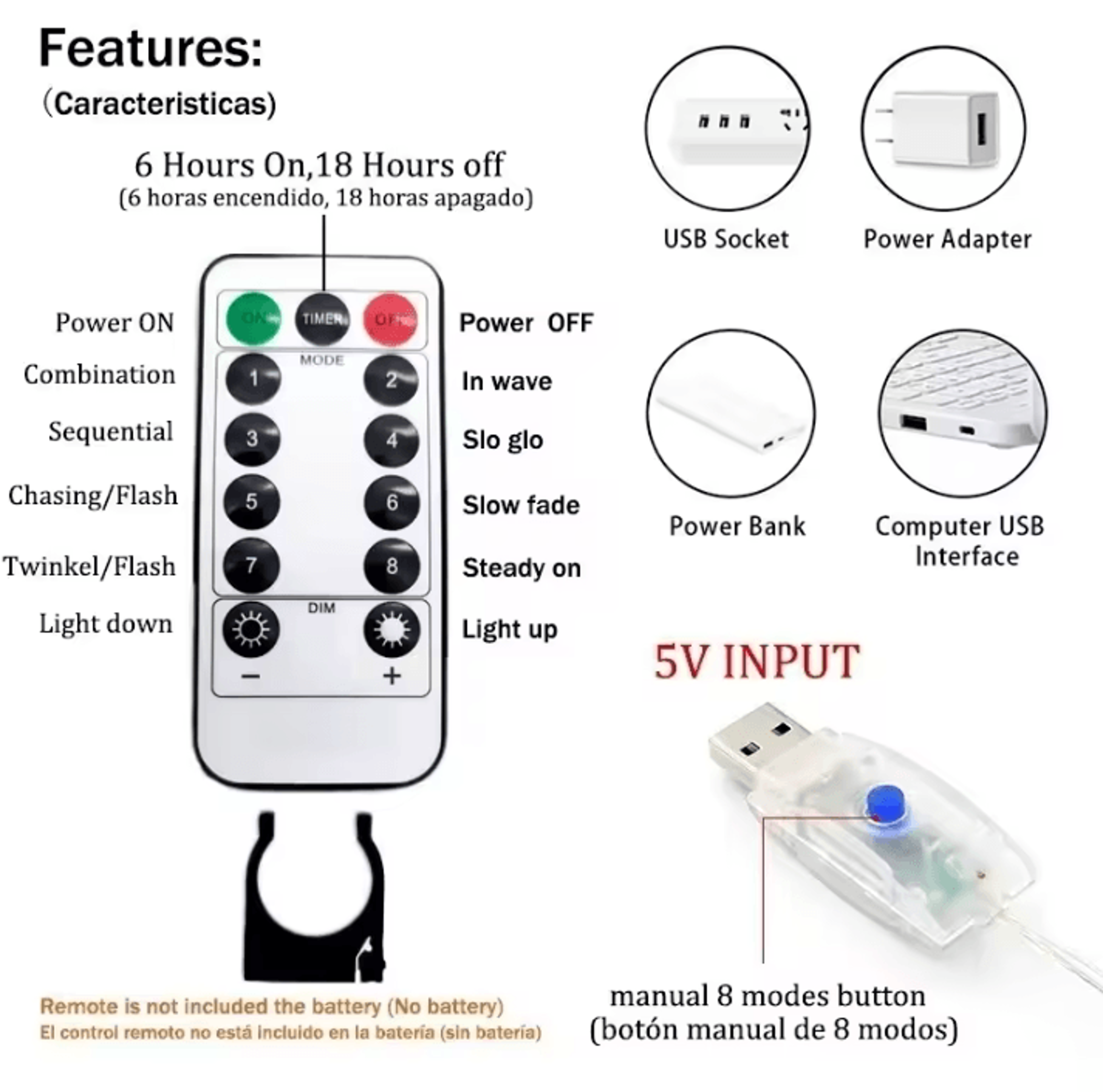 USB LED Garland Curtain Lights With Remote And 8 Modes 3