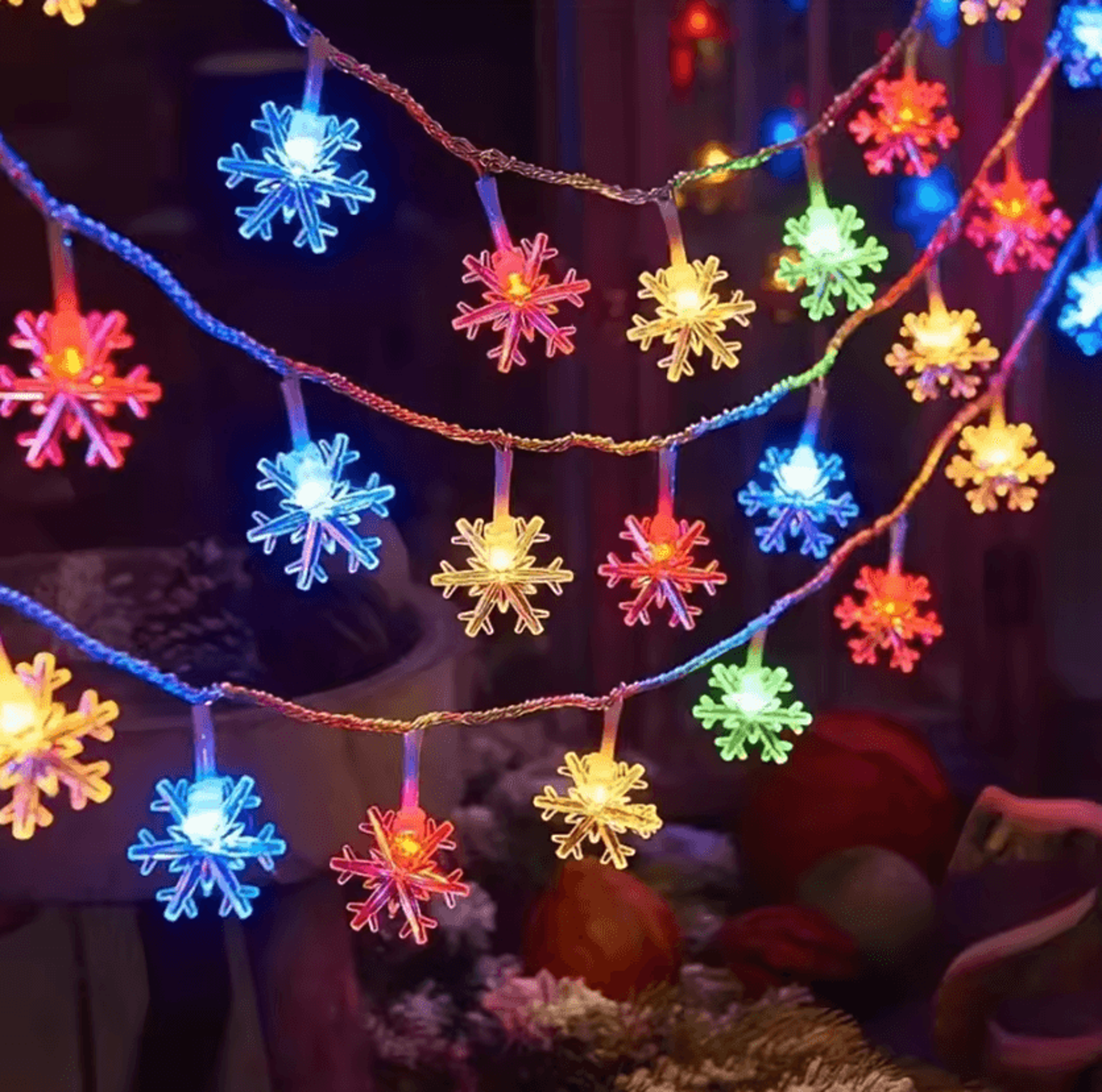 LED Snowflake String Lights For Christmas Indoor Outdoor Decor 1