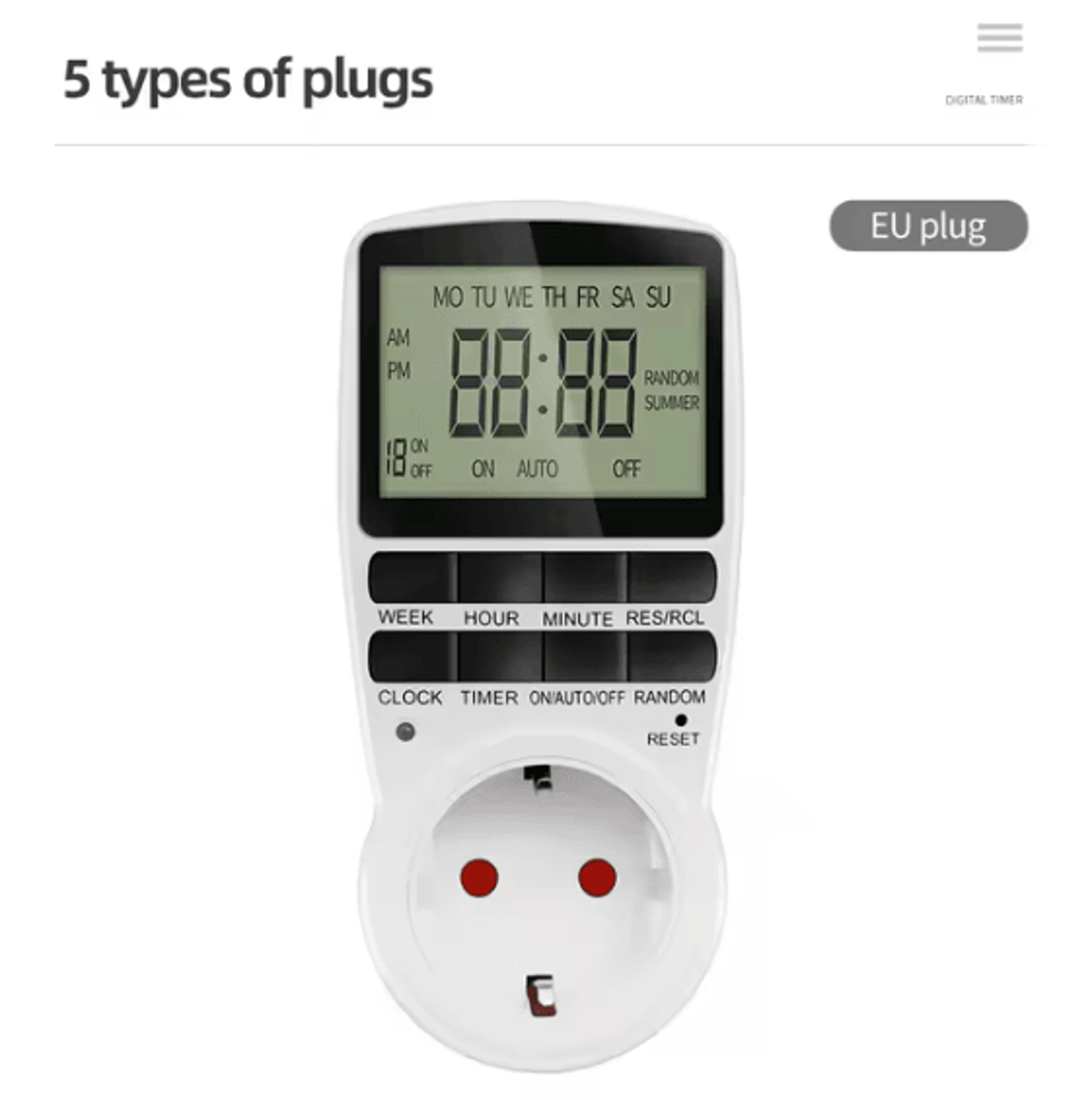 7 Day Programmable Digital Timer Plug For Automatic Power Control 4