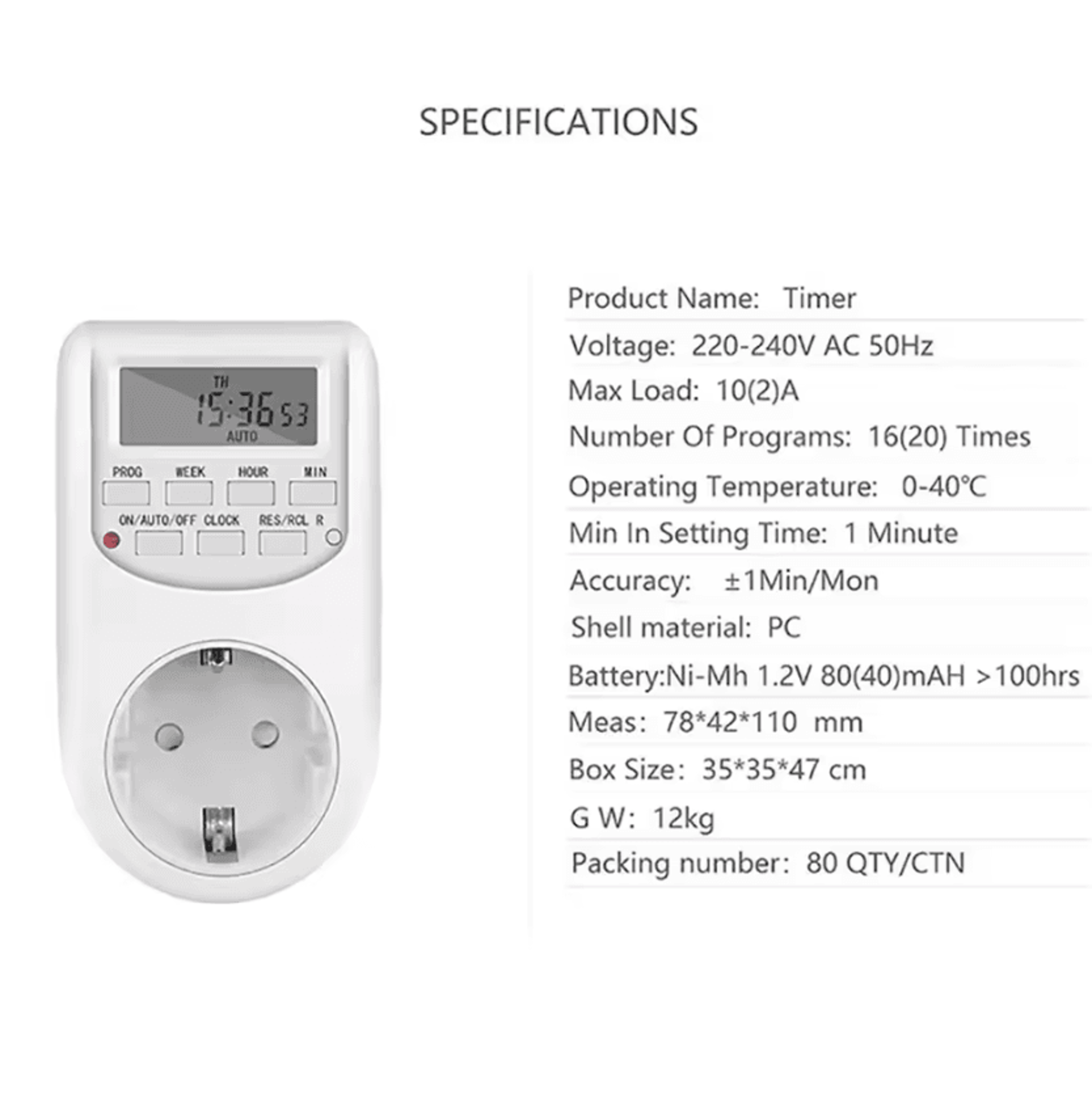 Smart Weekly EU Plug Digital Timer Socket 5