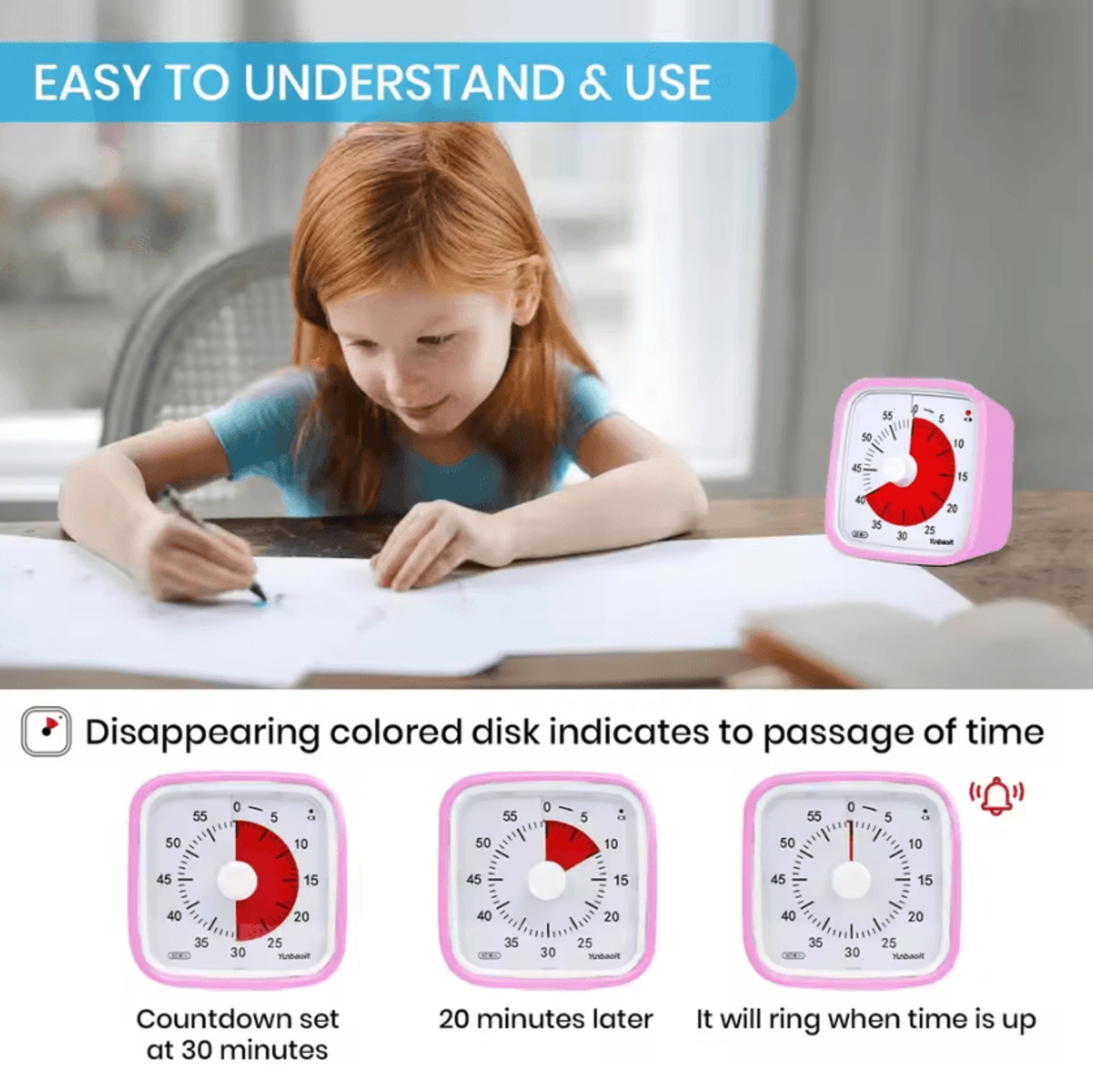 Yunbaoit VT01 Silent 60 Minute Visual Timer 2