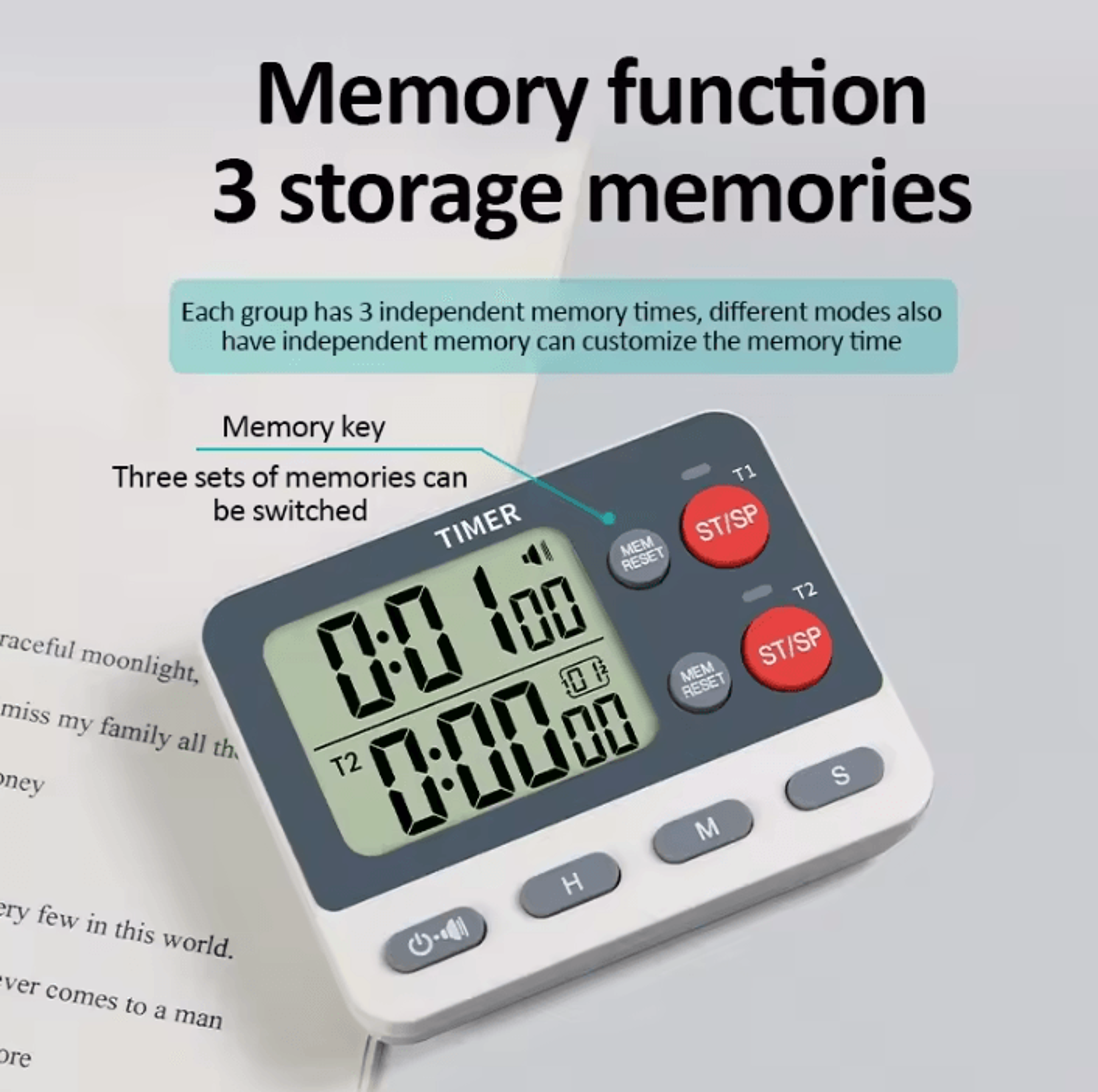 Dual Magnetic Digital Kitchen Timer With Memory Presets 2