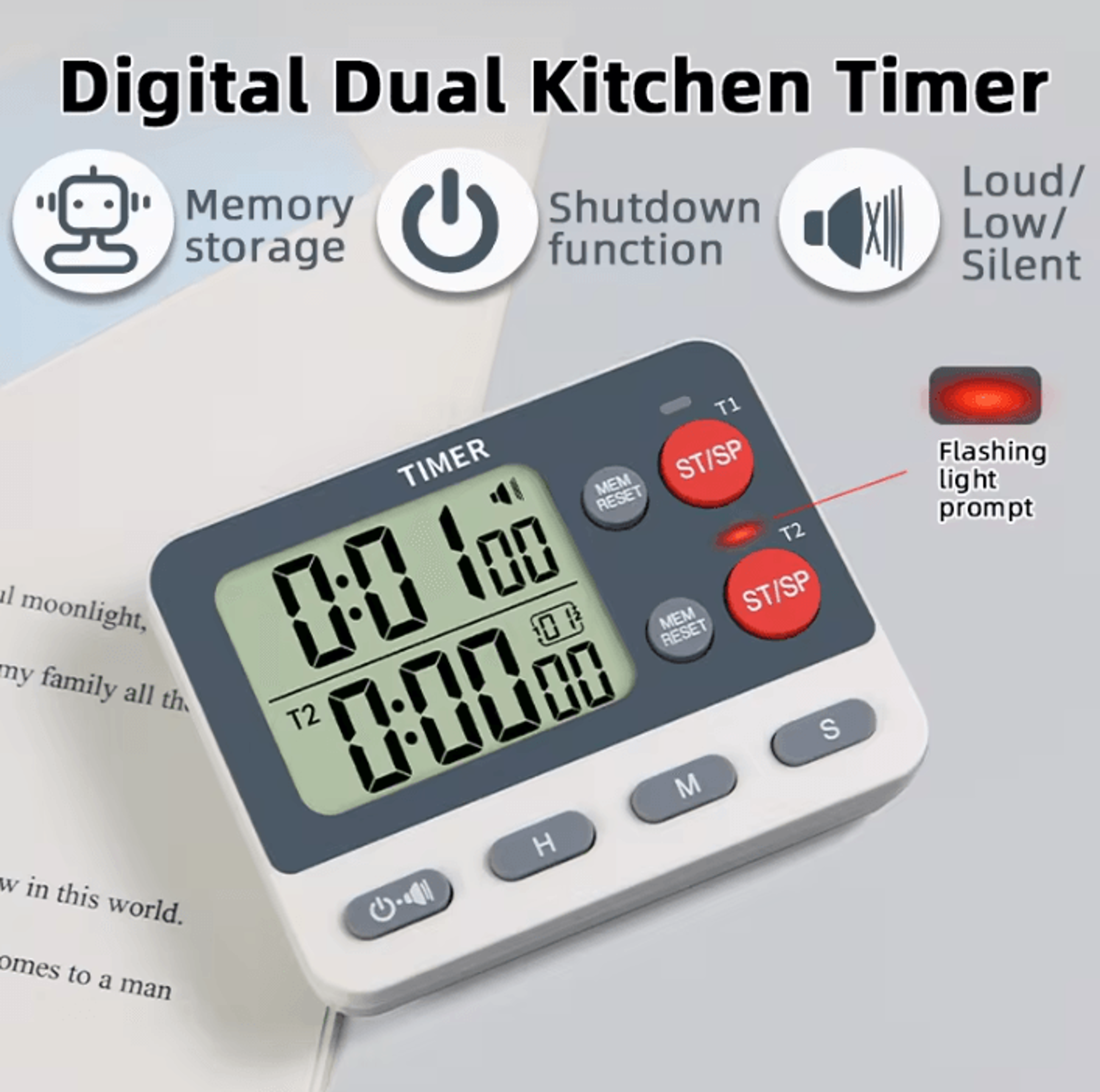 Dual Magnetic Digital Kitchen Timer With Memory Presets 0