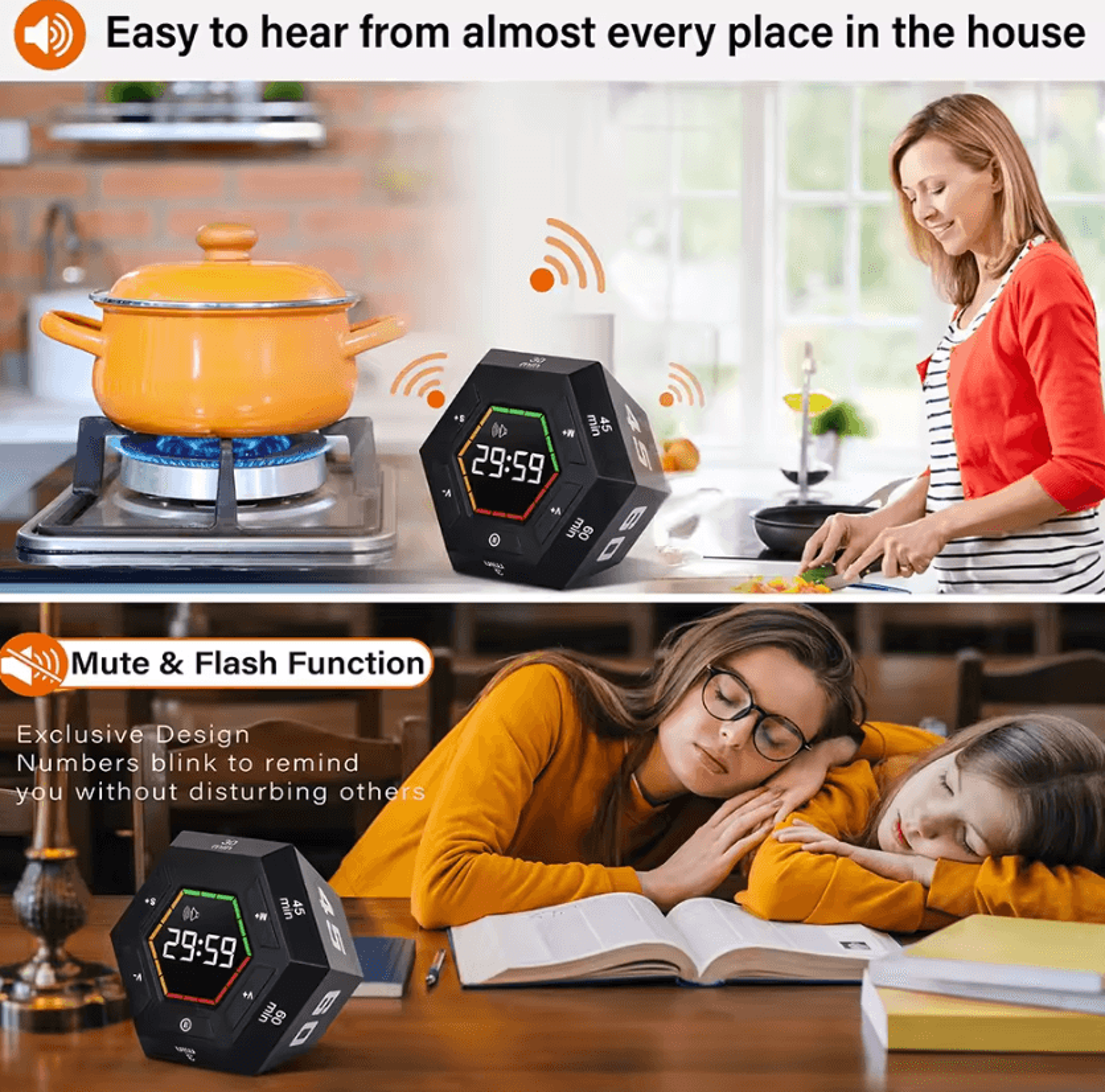 Hexagonal Visual Flip Digital Cube Timer 3