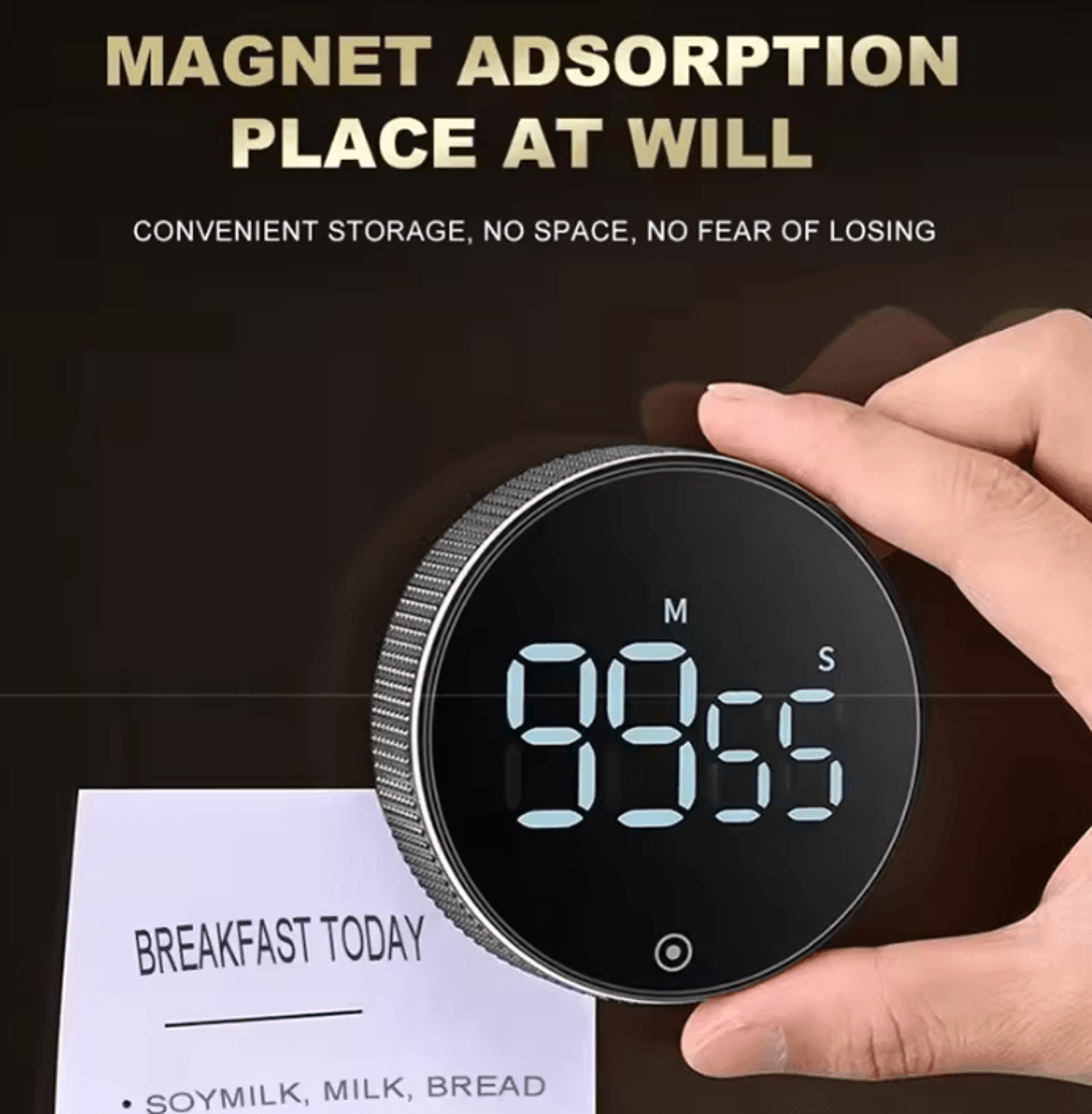 DINRGO Magnetic Digital Kitchen Timer With Rotary Control 3