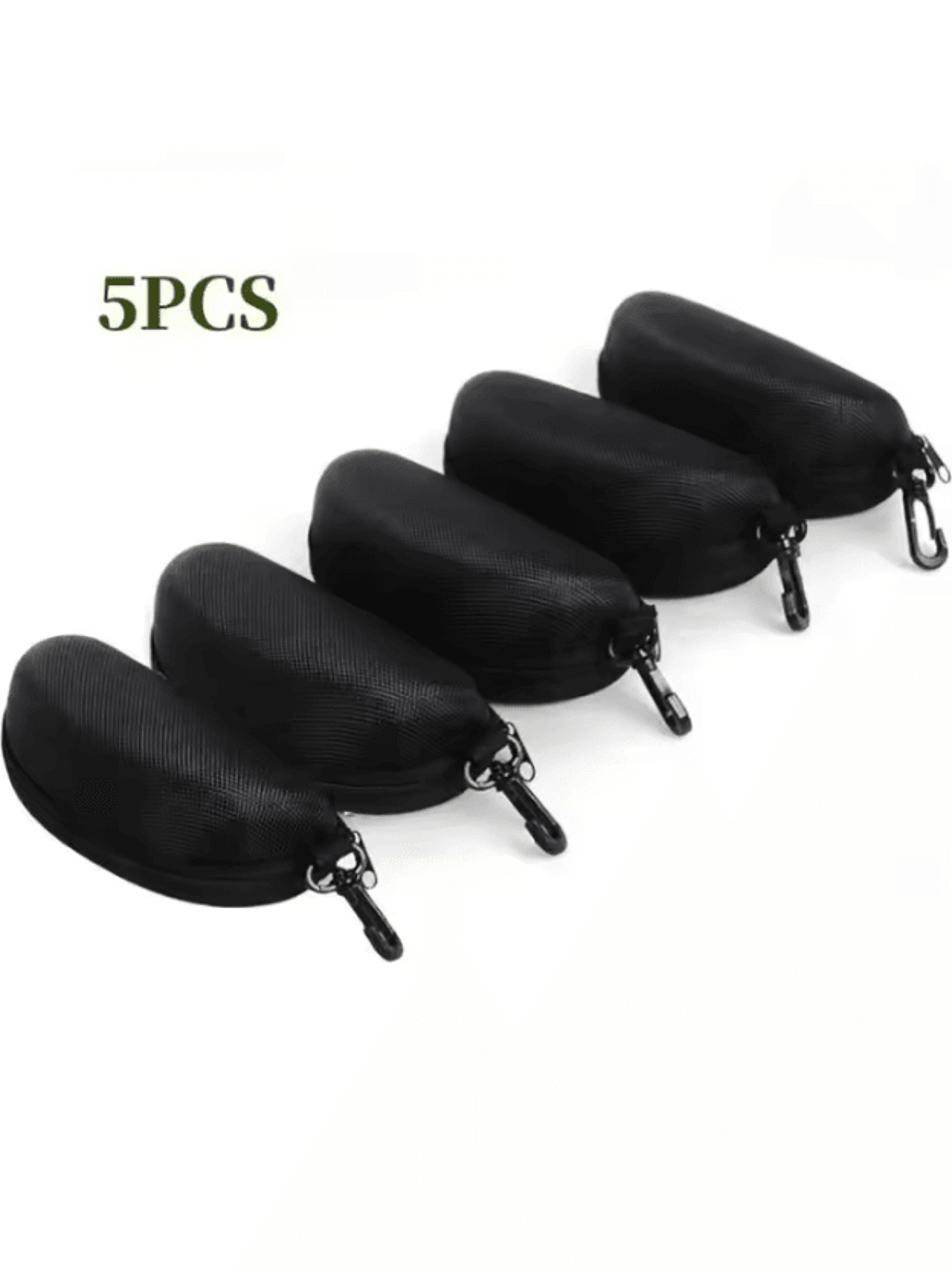 5 Pack Portable Zipper Glasses Case With Protective Shell And Hook 5
