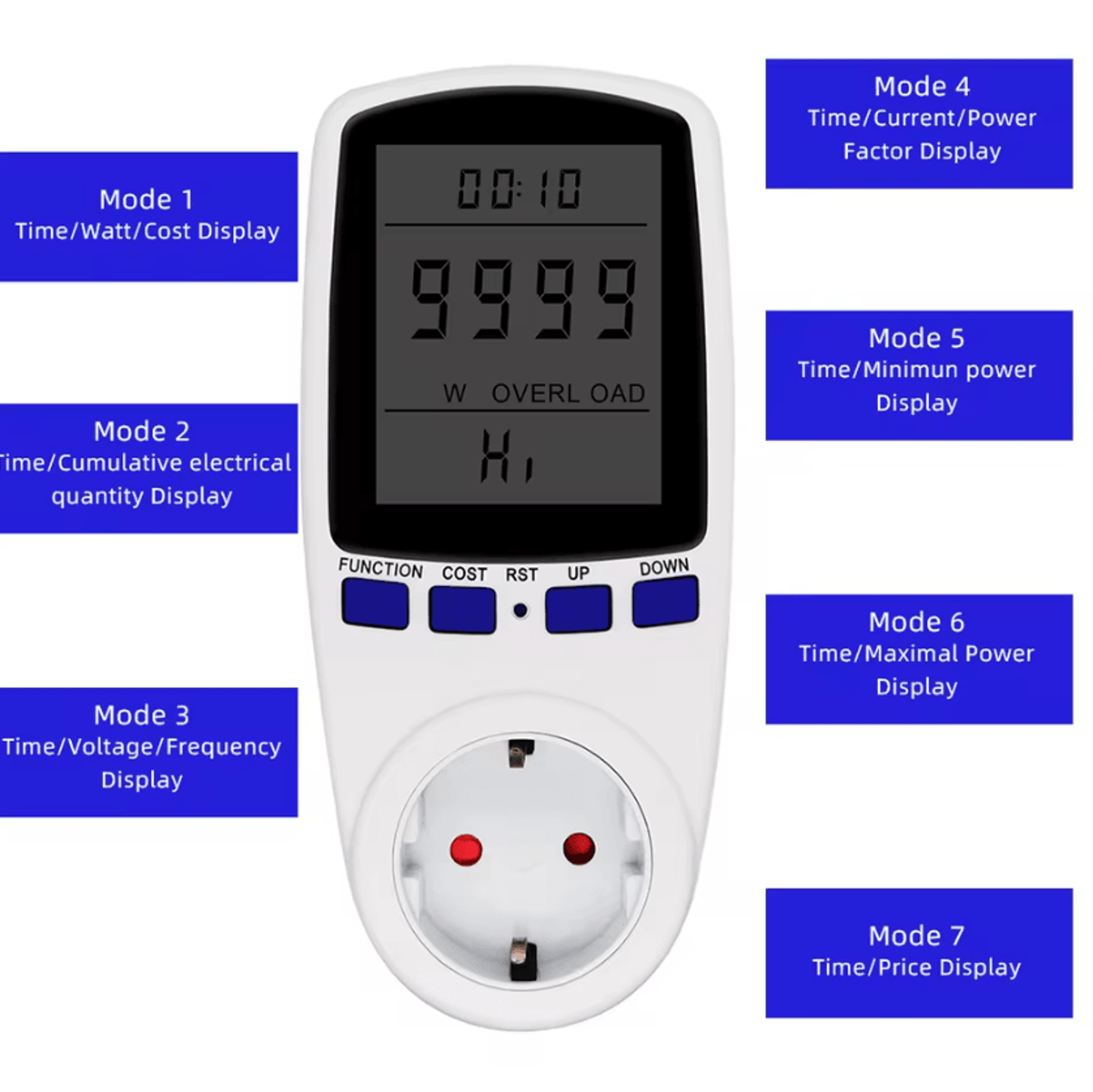 Digital LCD Power Meter Socket With Energy Monitoring 2