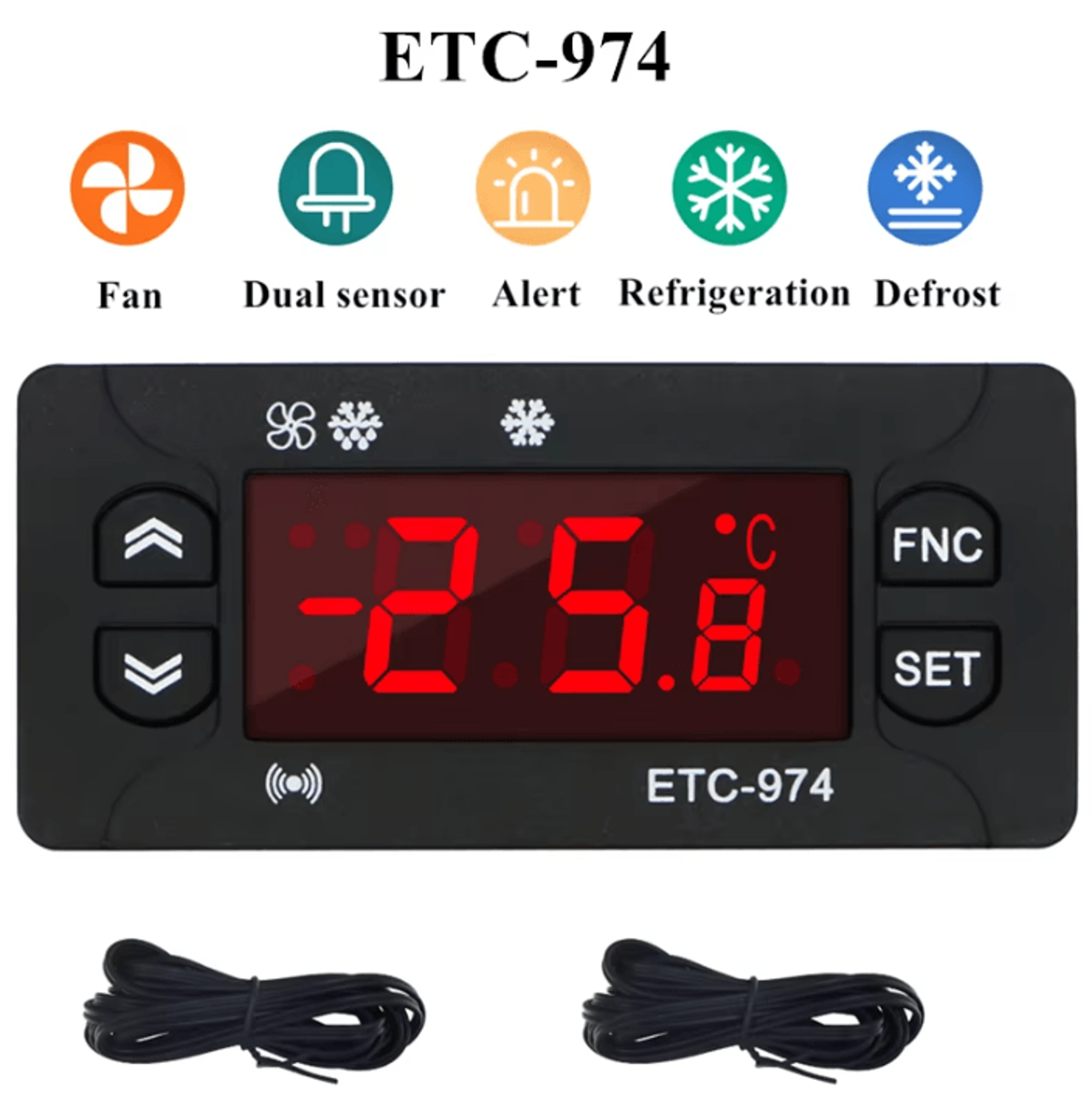 ETC974 Digital Temperature Controller With Dual NTC Sensors 0