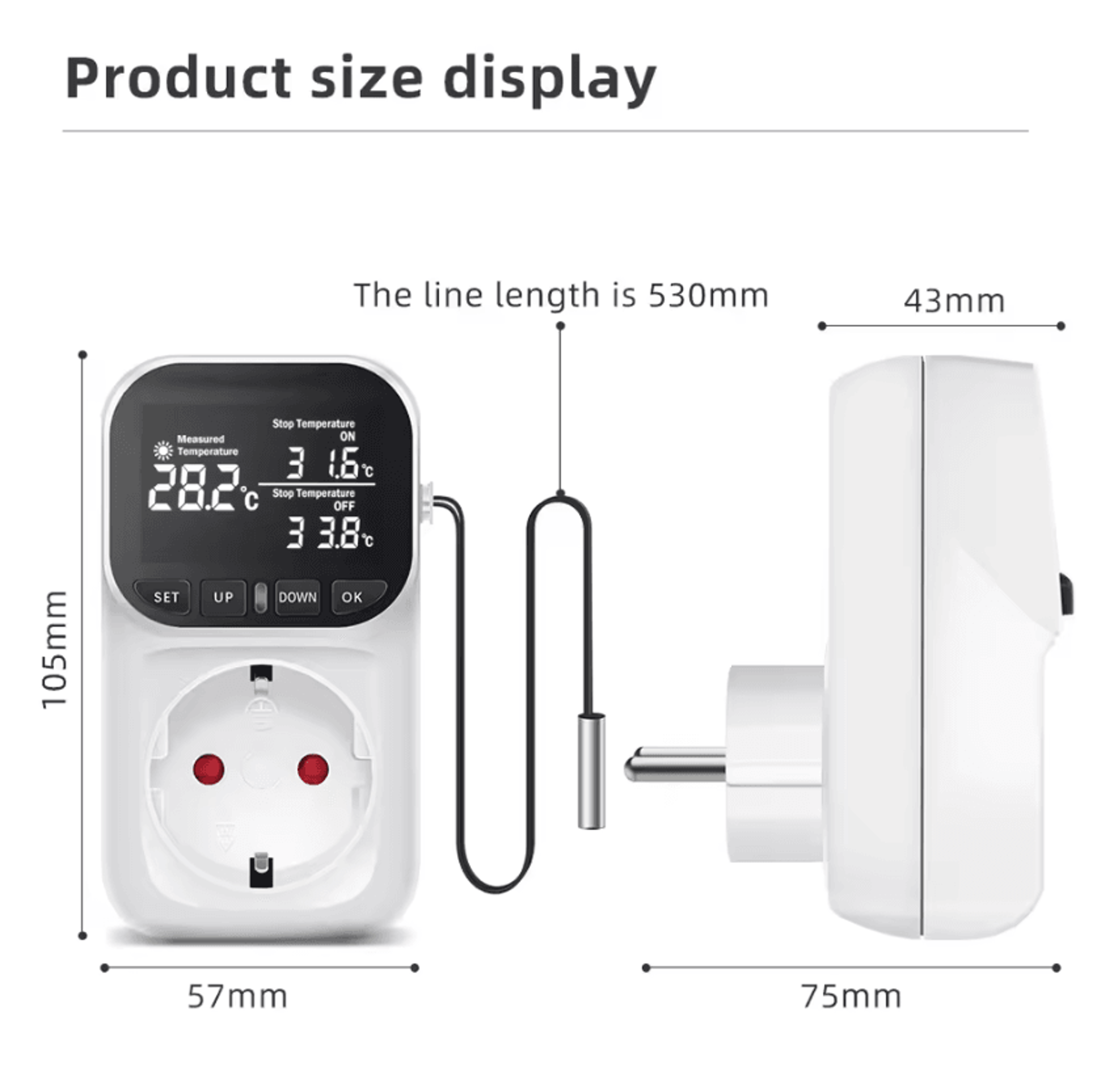 220V Digital Temperature Controller Socket With Timer And Sensor 1