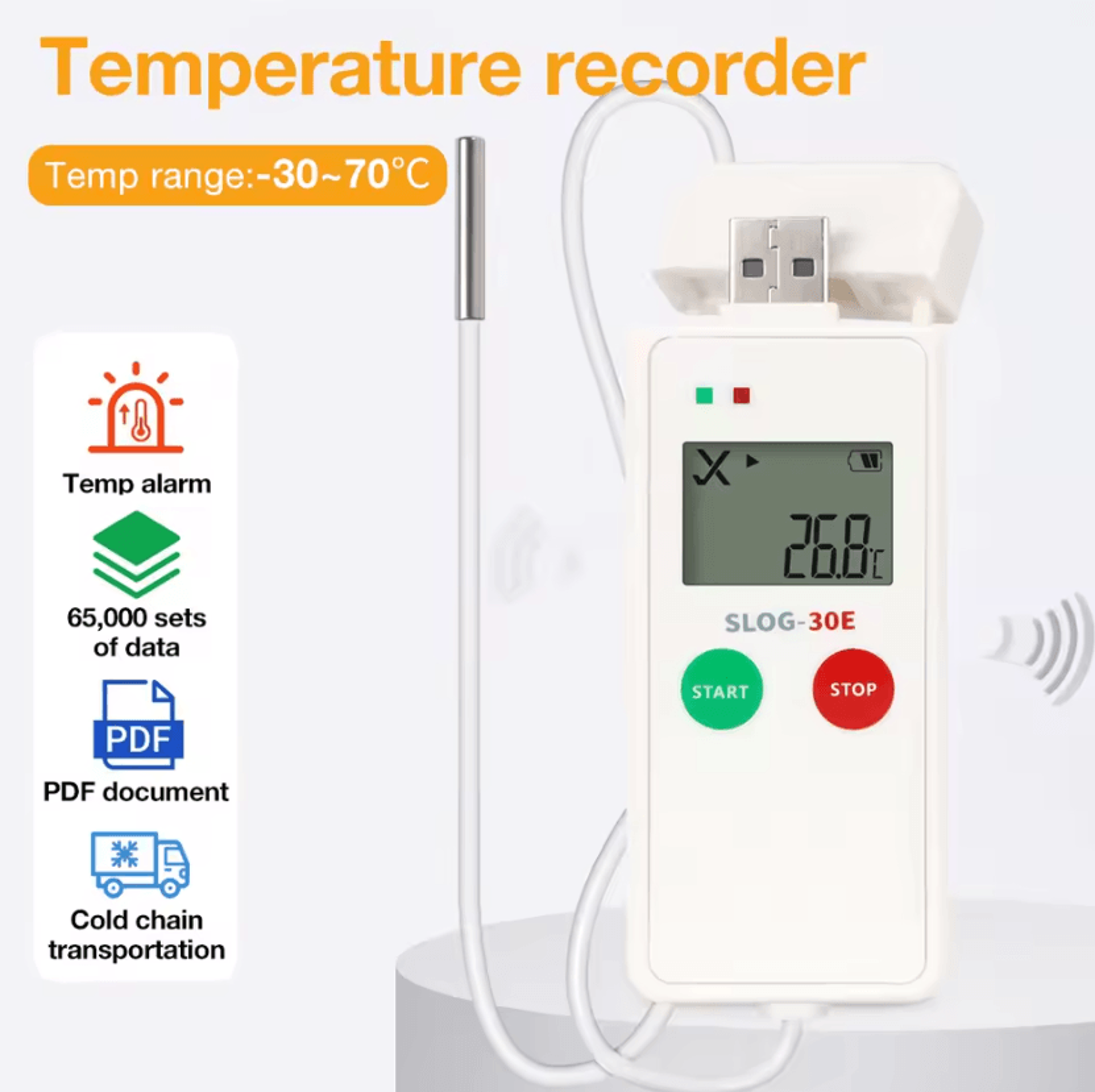 65000 Point USB Temperature Data Logger With High Precision NTC Sensor 1