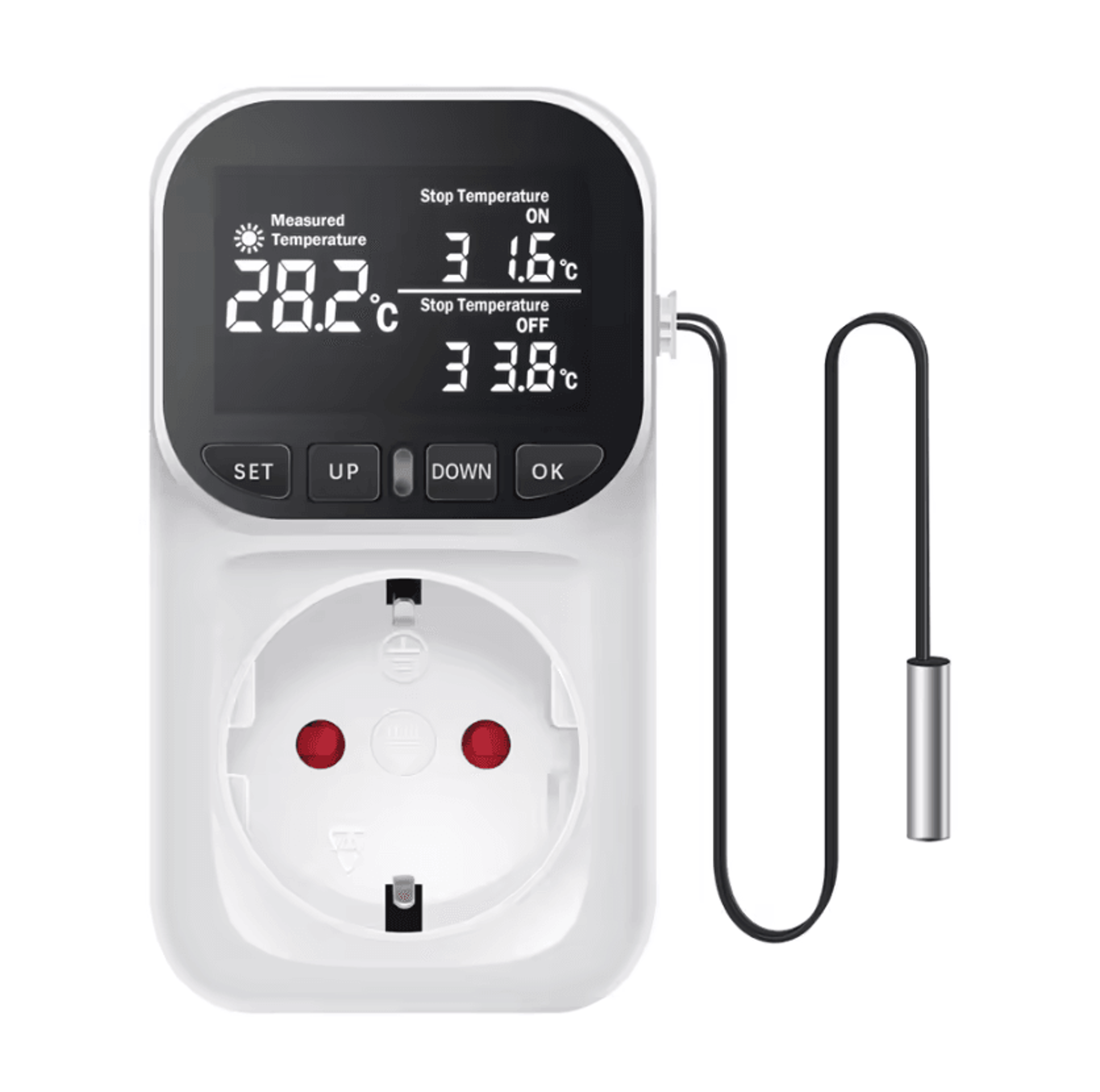 16A Digital Temperature Controller Socket With Timer And Sensor Probe 5