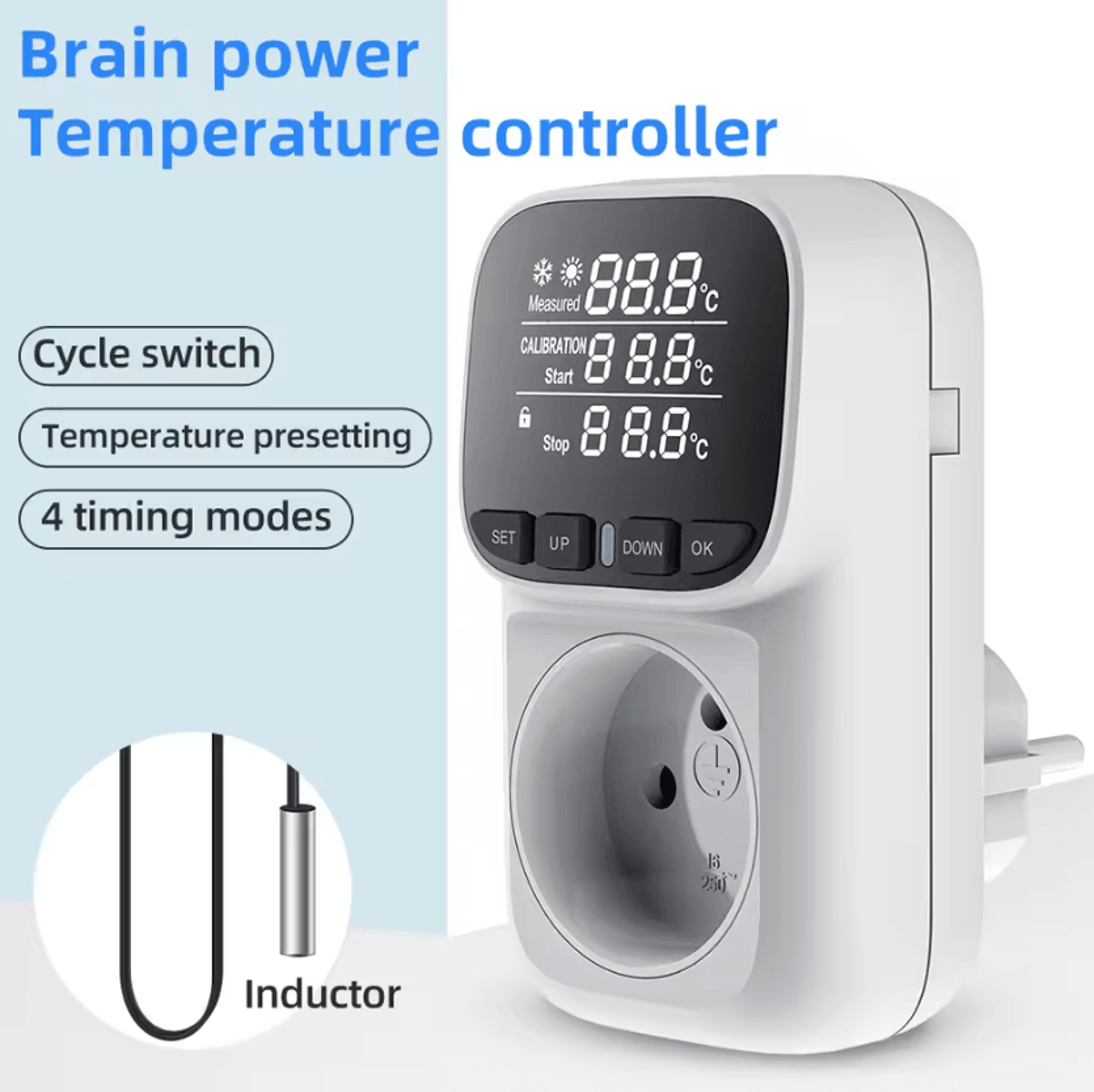 16A Digital Temperature Controller Socket With Timer And Sensor Probe 1