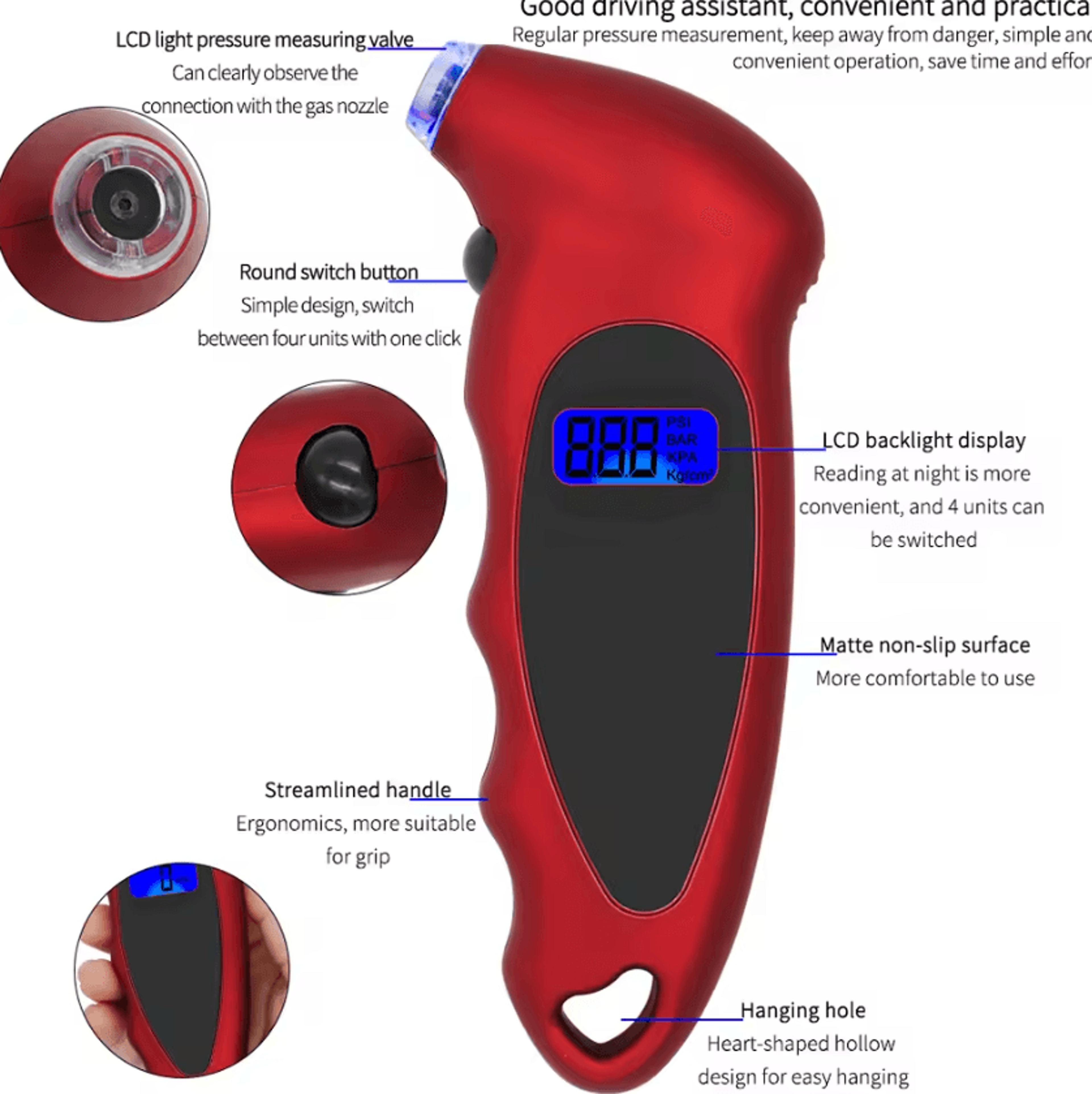 0150 PSI Digital Tire Pressure Gauge For Cars And Bikes 2