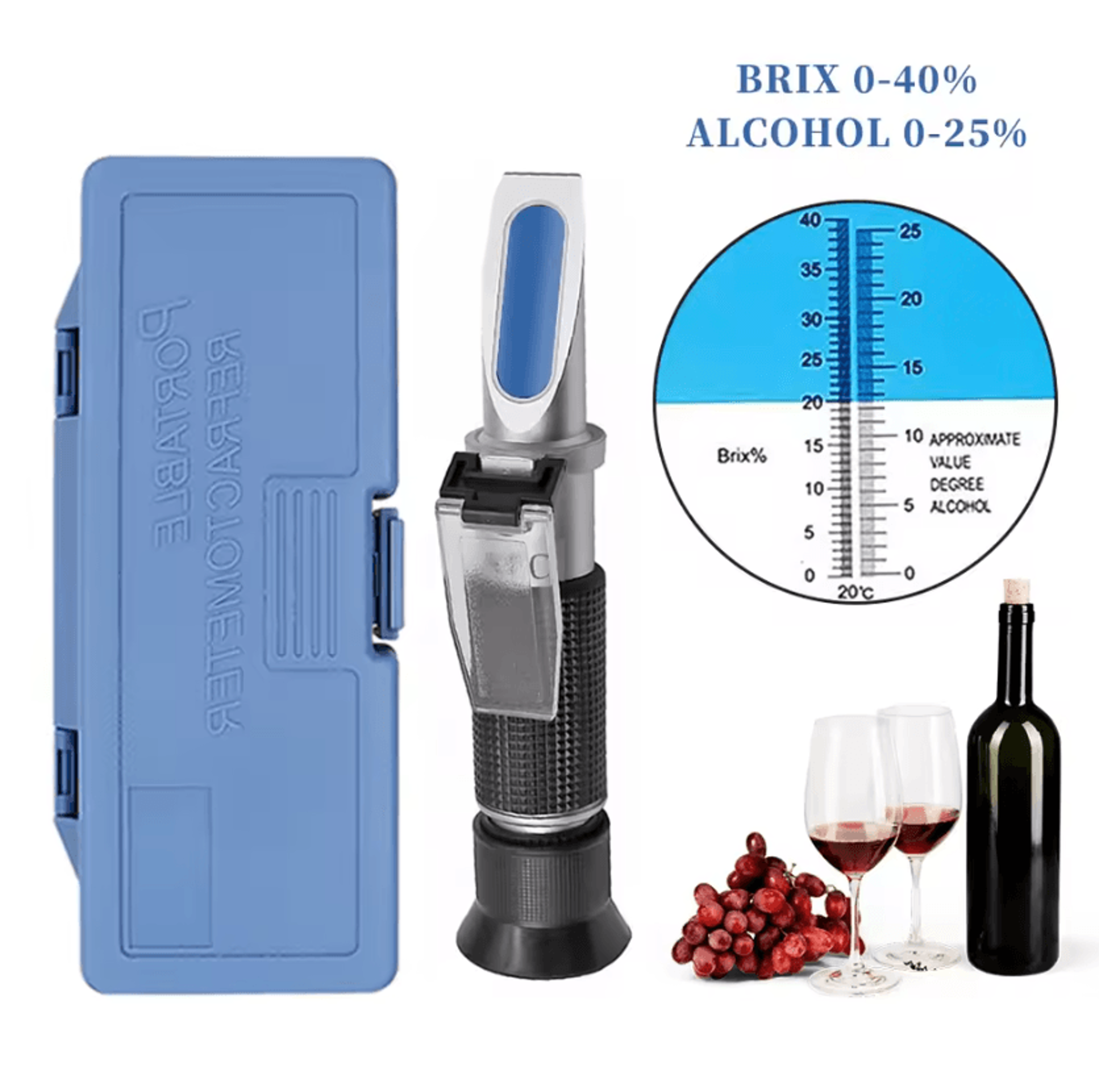 Handheld Alcohol And Brix Refractometer For Wine Beer And Fruit Testing 2