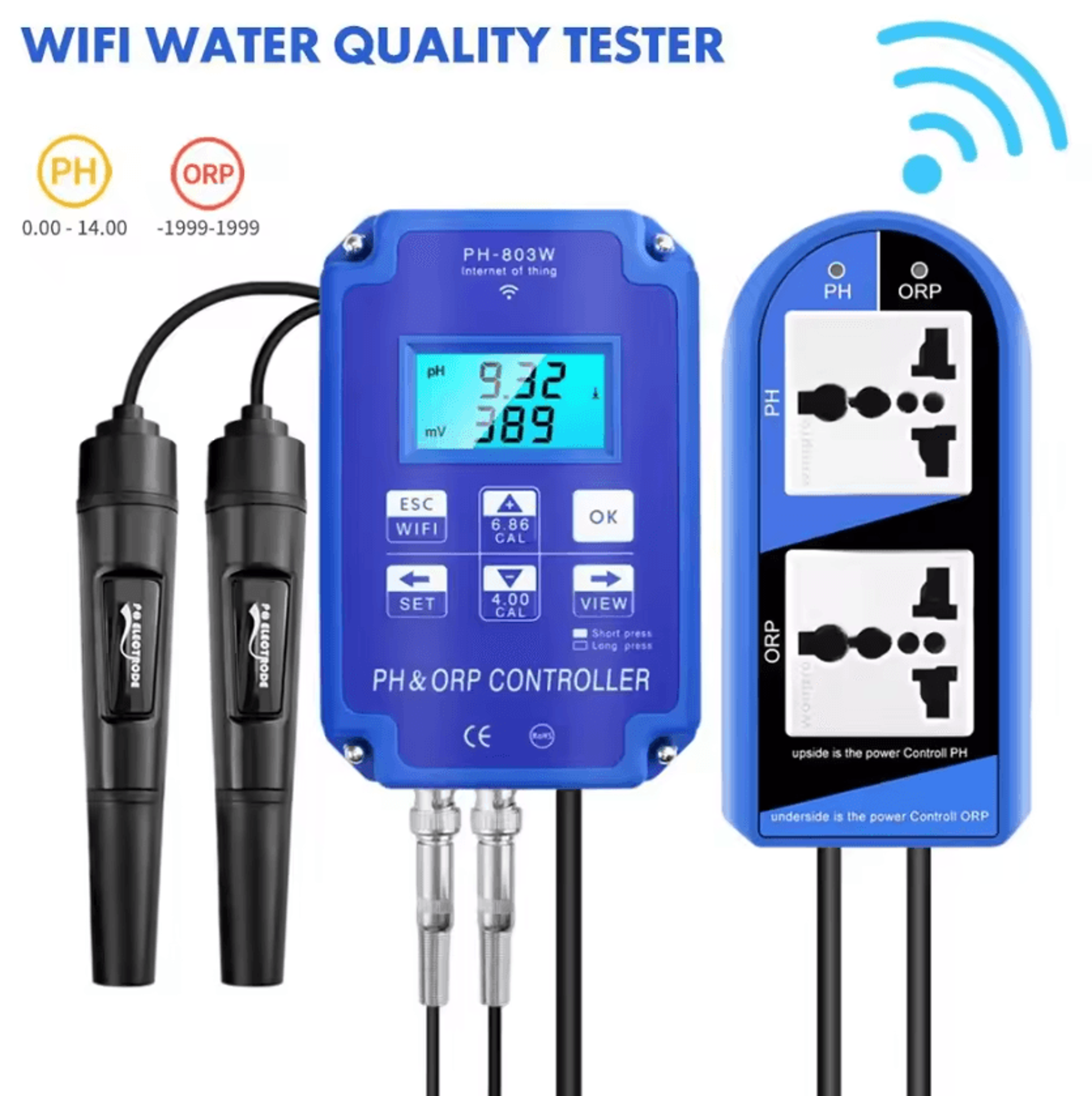 2 In 1 Digital PH ORP Controller With Relay And BNC Probe 0