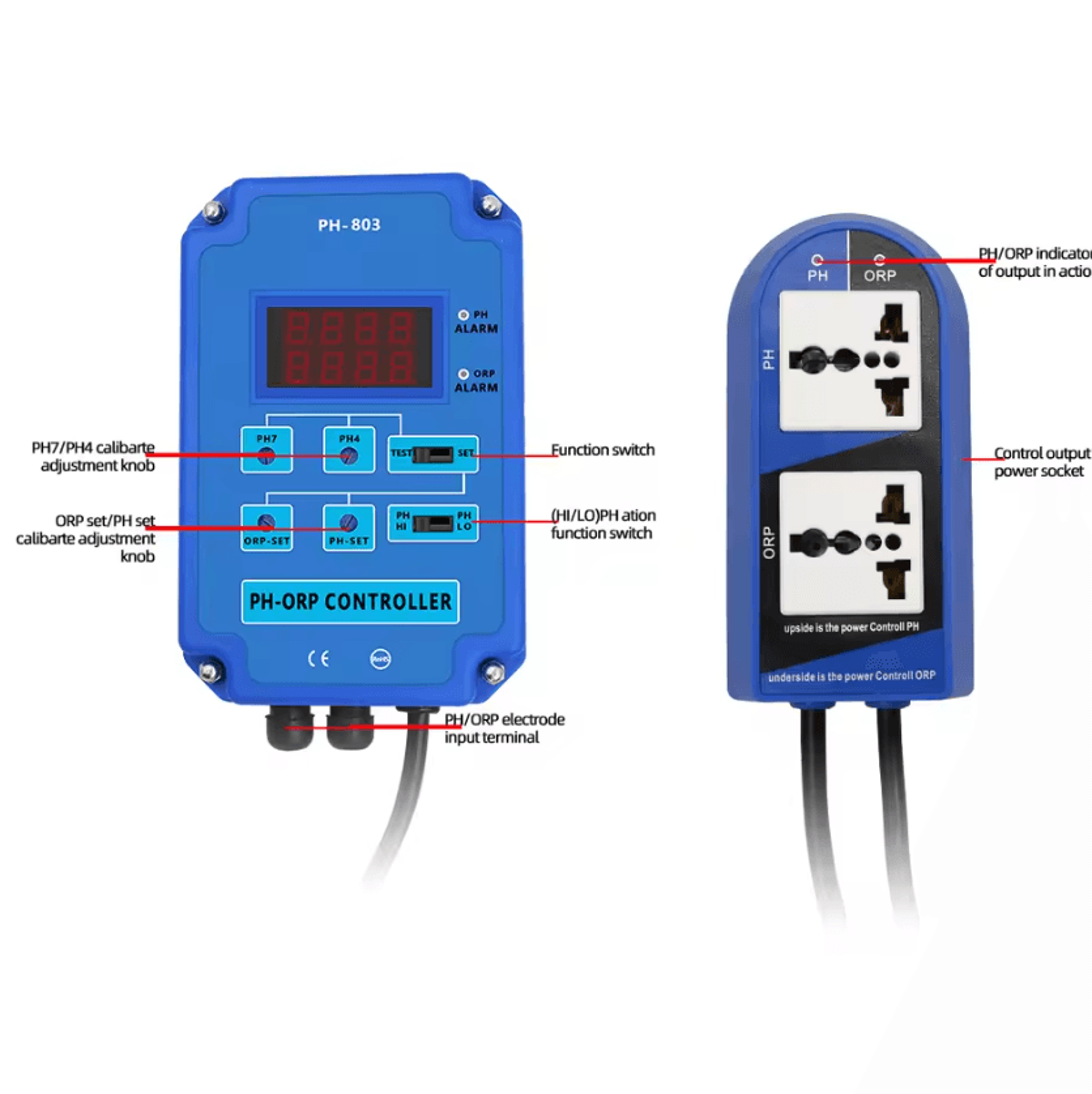 2 In 1 Digital PH ORP Controller With Relay And BNC Probe 3