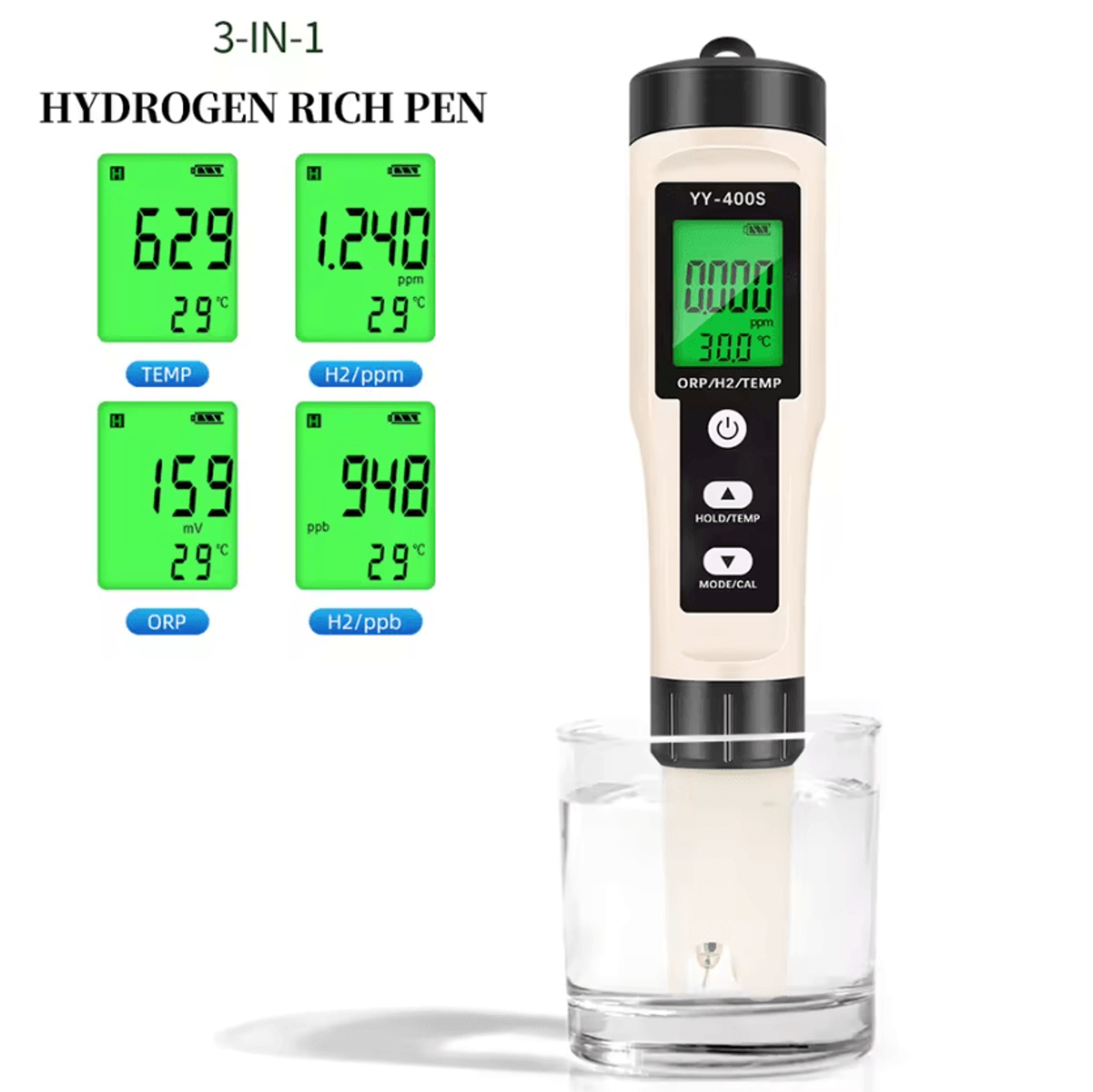 4 In 1 Digital PH ORP Hydrogen And Temperature Water Tester 3