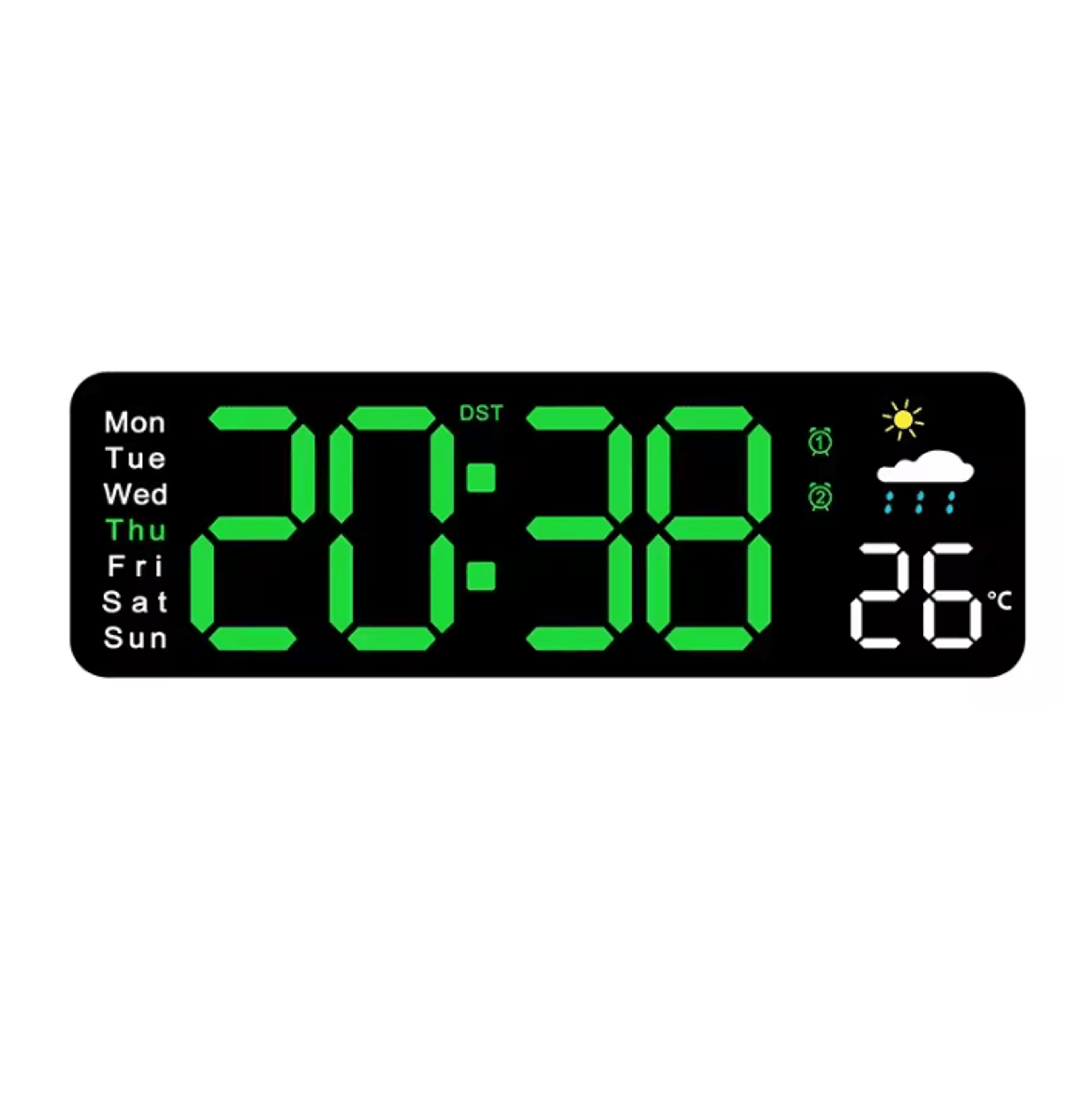 USB Powered Large Digital Wall Clock With Temperature Date And Adjustable Brightness 2