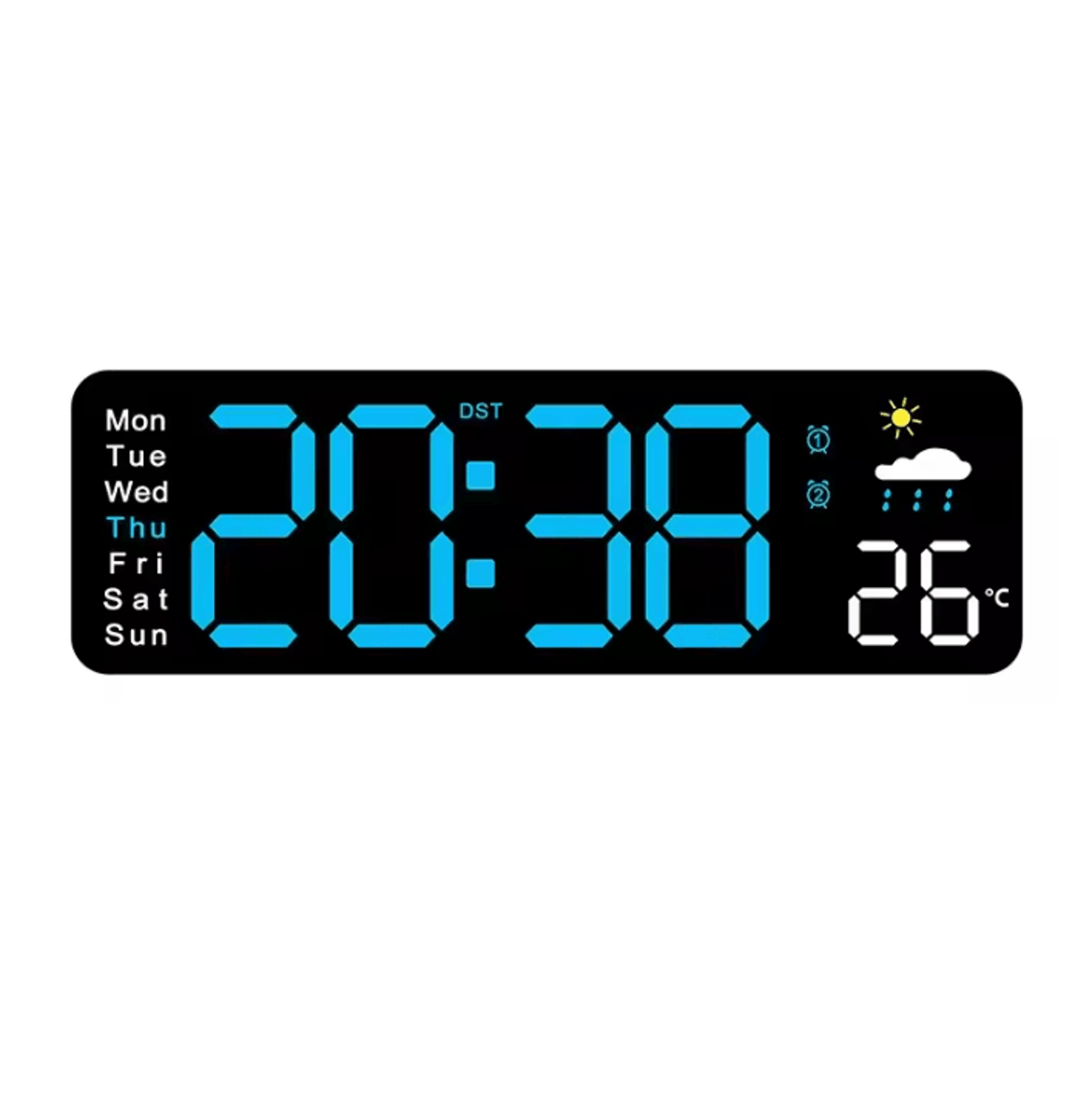 USB Powered Large Digital Wall Clock With Temperature Date And Adjustable Brightness 7