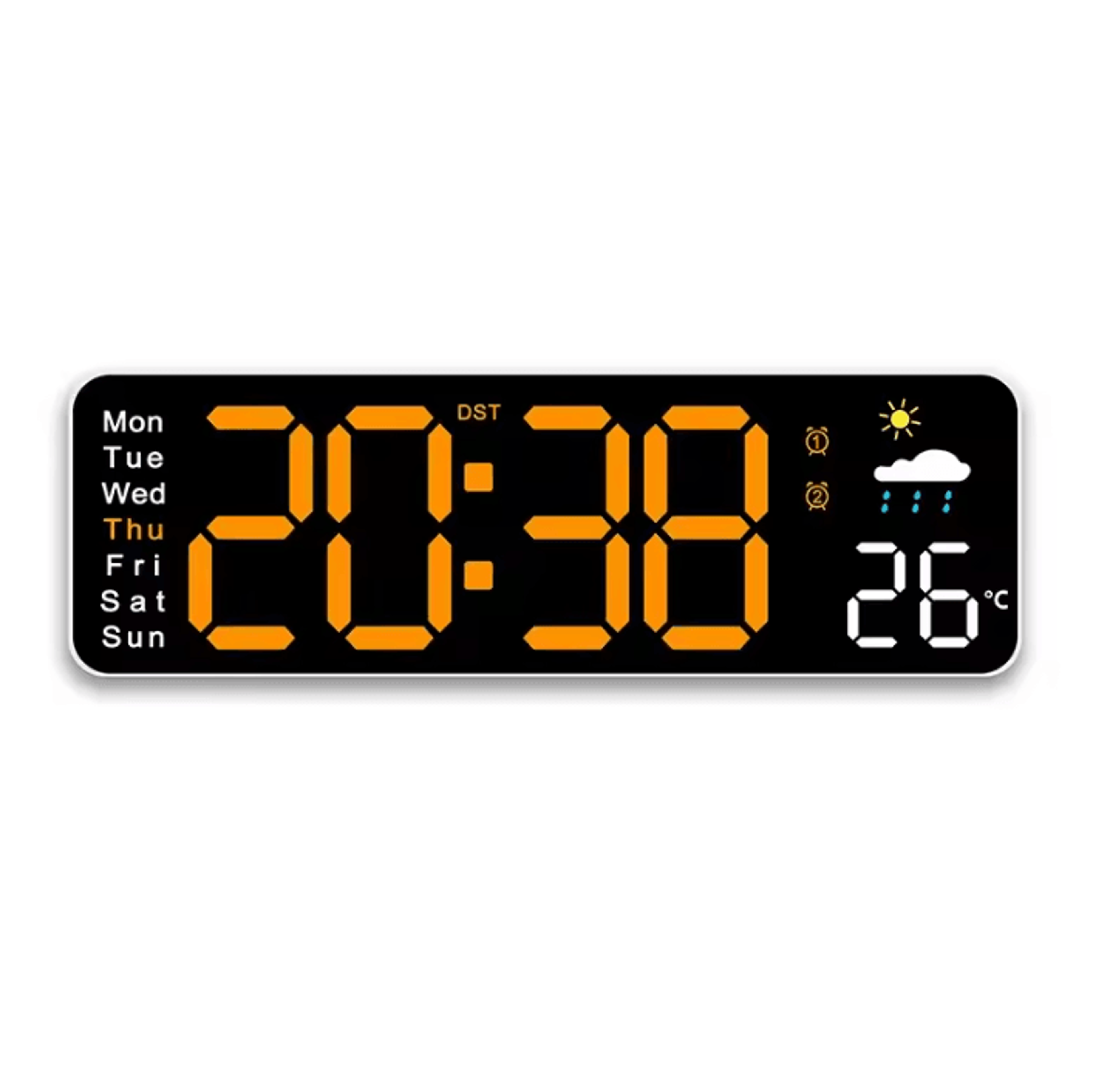 USB Powered Large Digital Wall Clock With Temperature Date And Adjustable Brightness 5