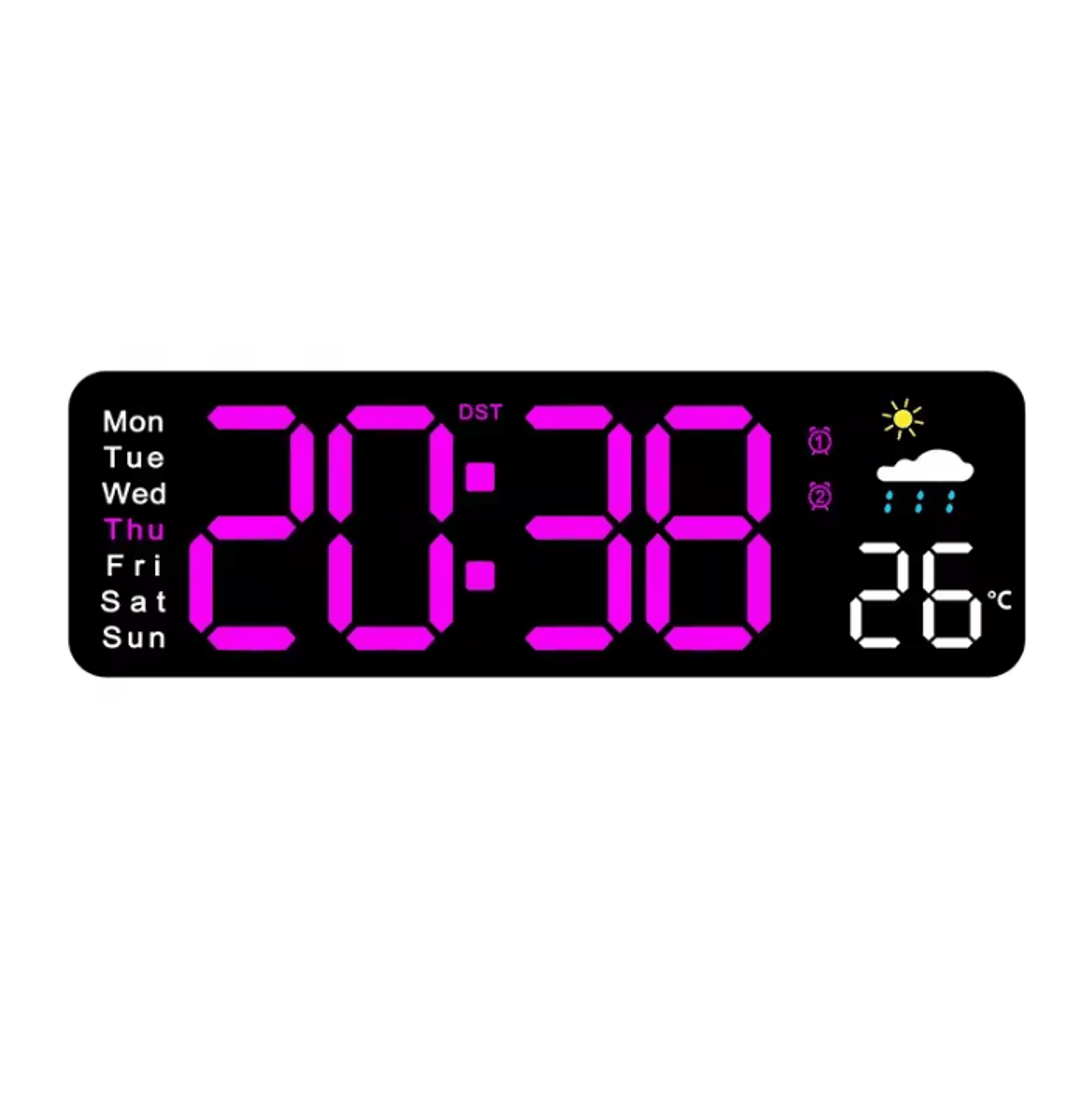 USB Powered Large Digital Wall Clock With Temperature Date And Adjustable Brightness 9