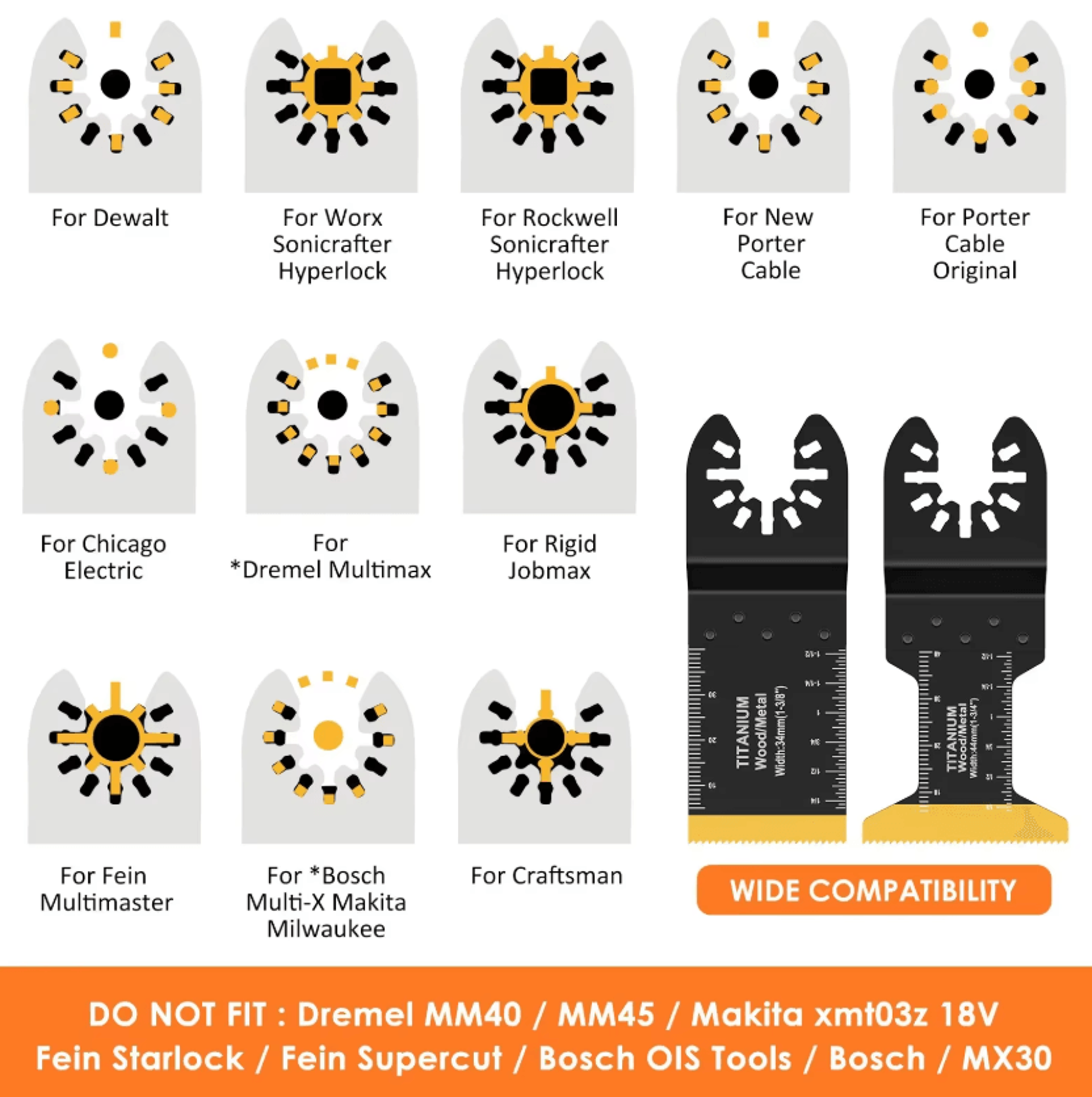 3 Or 6 Piece Titanium Oscillating Saw Blade Kit For Metal And Wood 1