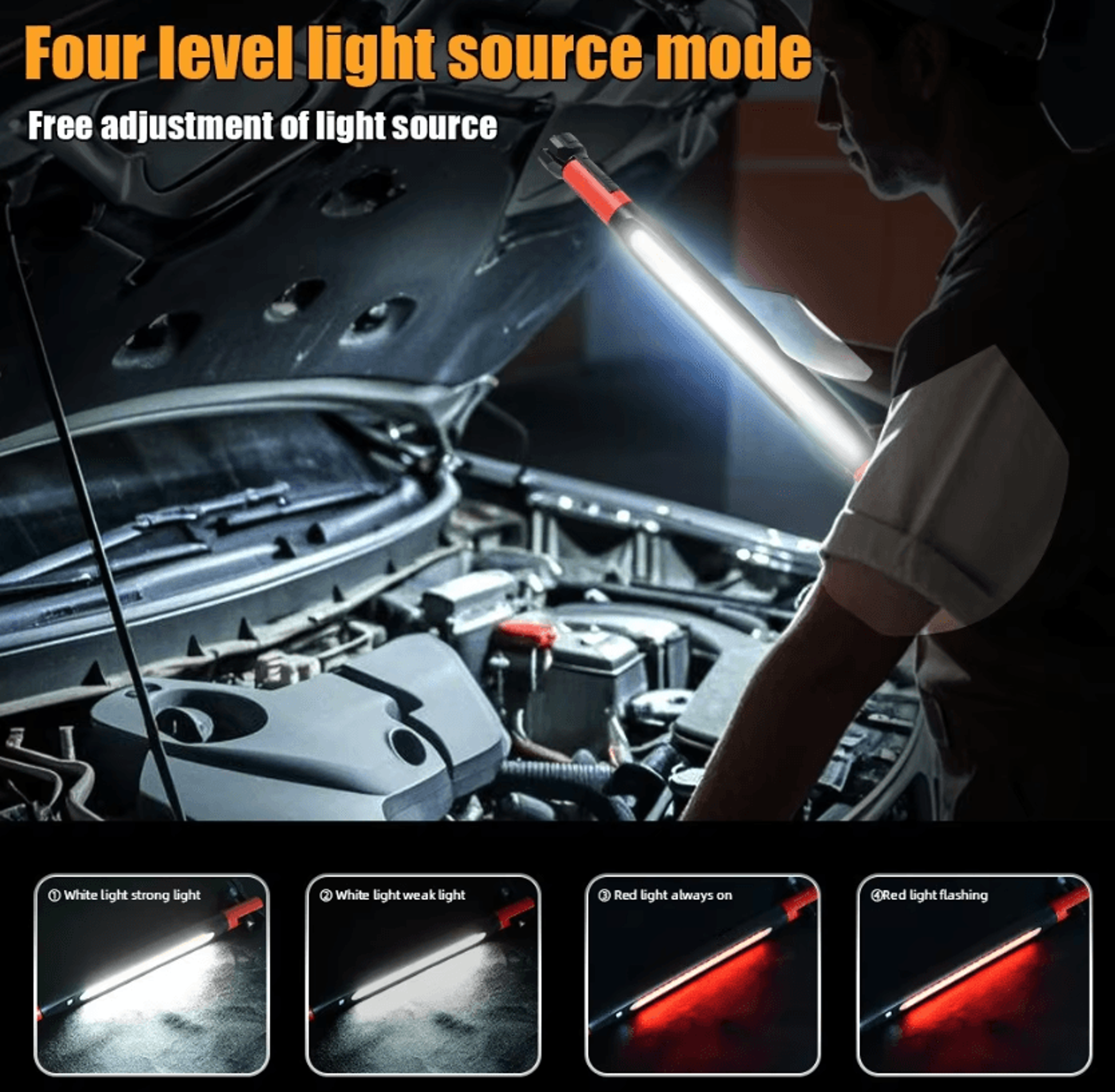 High Lumen Rechargeable Magnetic LED Work Light With Hooks 1