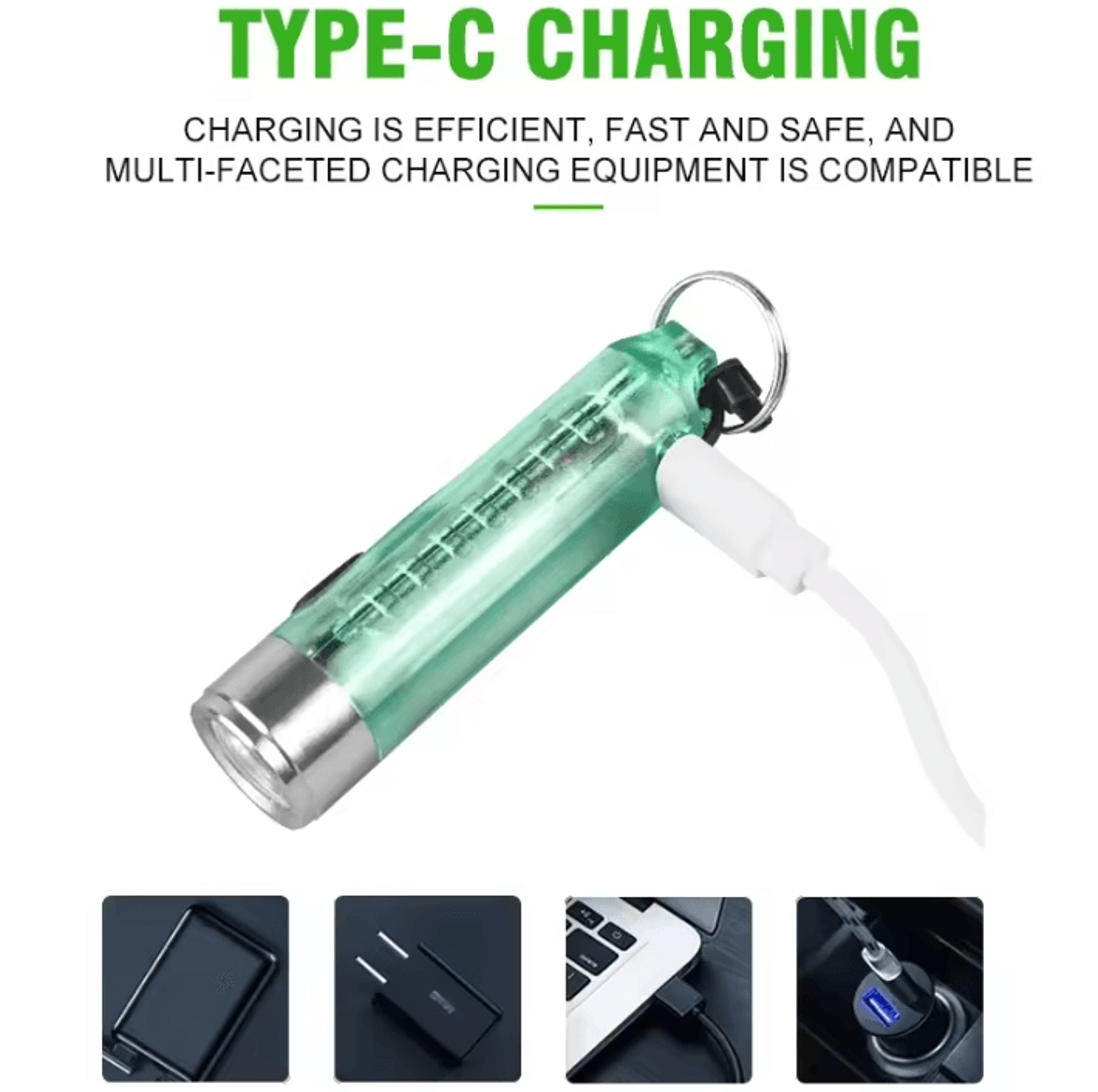 Rechargeable Mini EDC LED Keychain Flashlight With UV And Magnetic Base 2