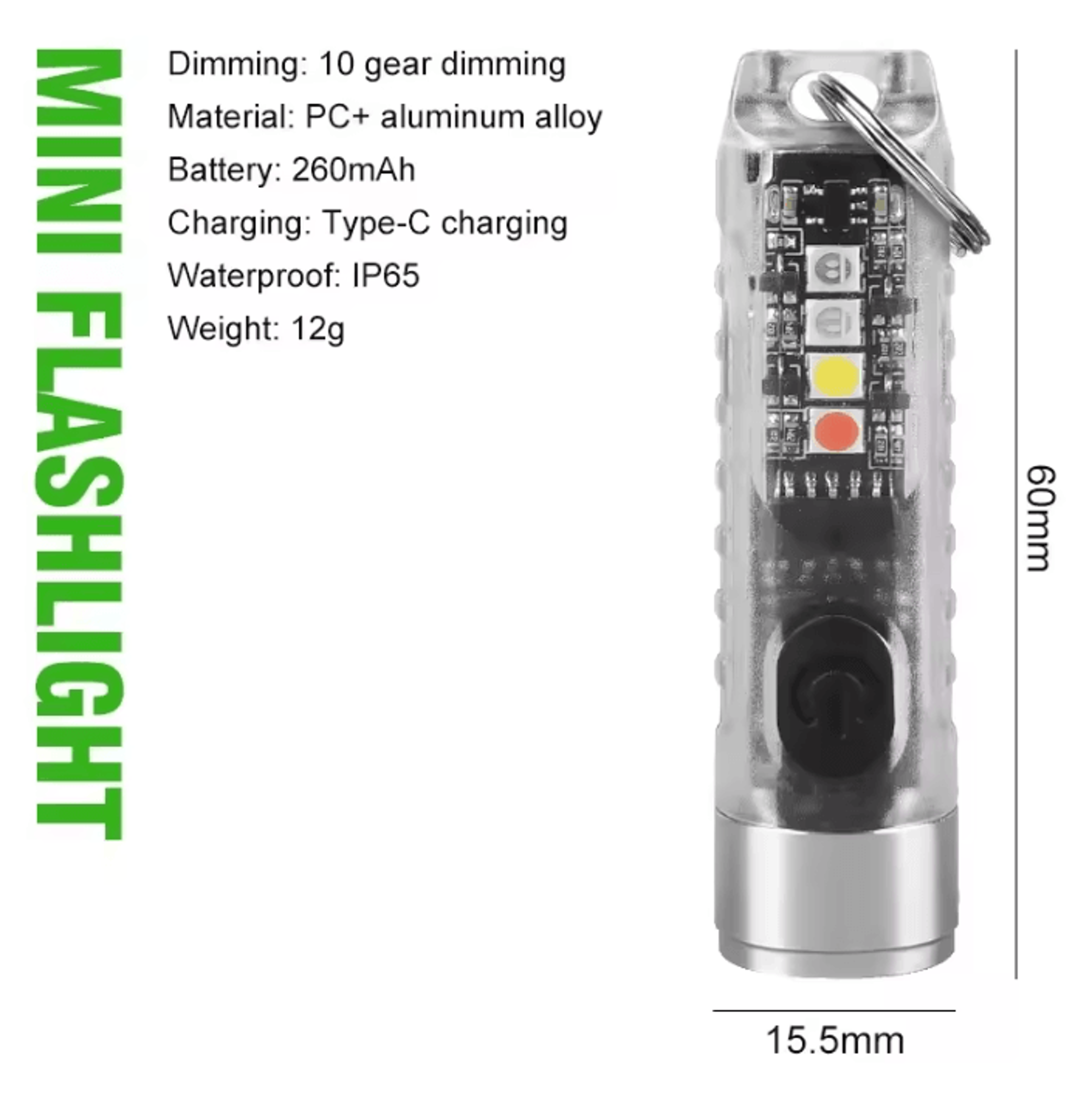 Rechargeable Mini EDC LED Keychain Flashlight With UV And Magnetic Base 5