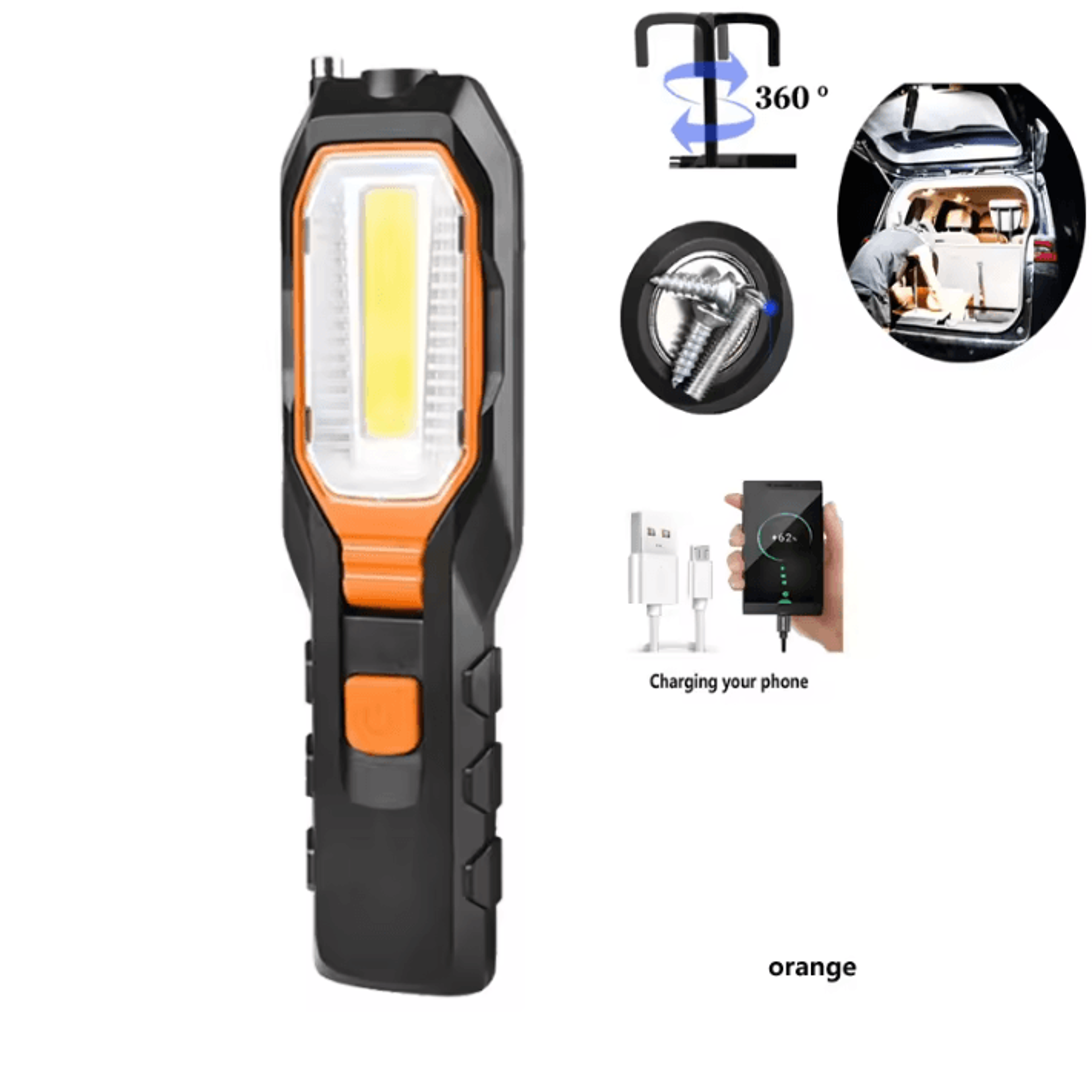 Portable Rechargeable COB LED Work Light For Car And Camping 5