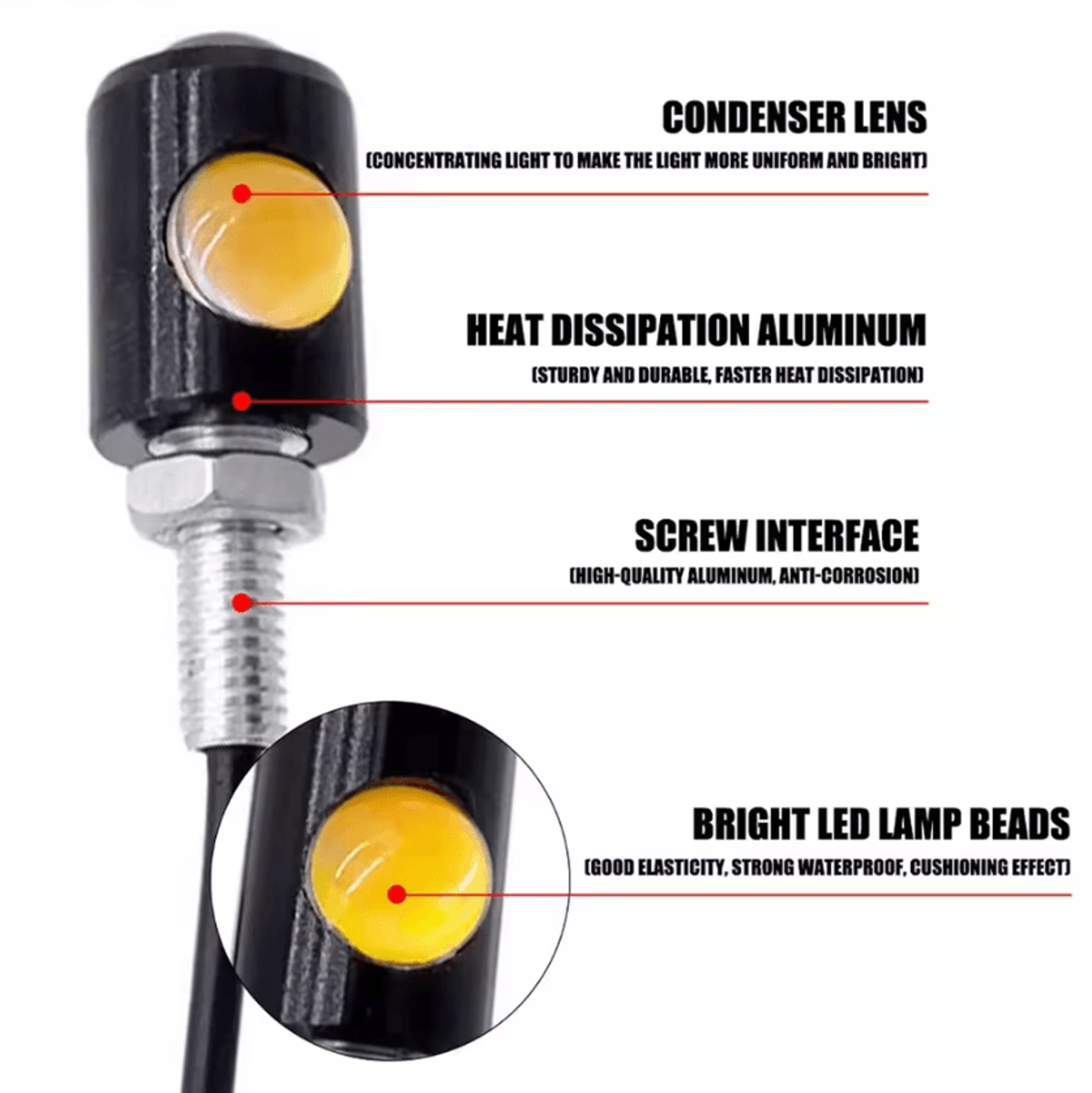 2 Piece Super Bright Motorcycle LED Eagle Eye Signal Lights 0