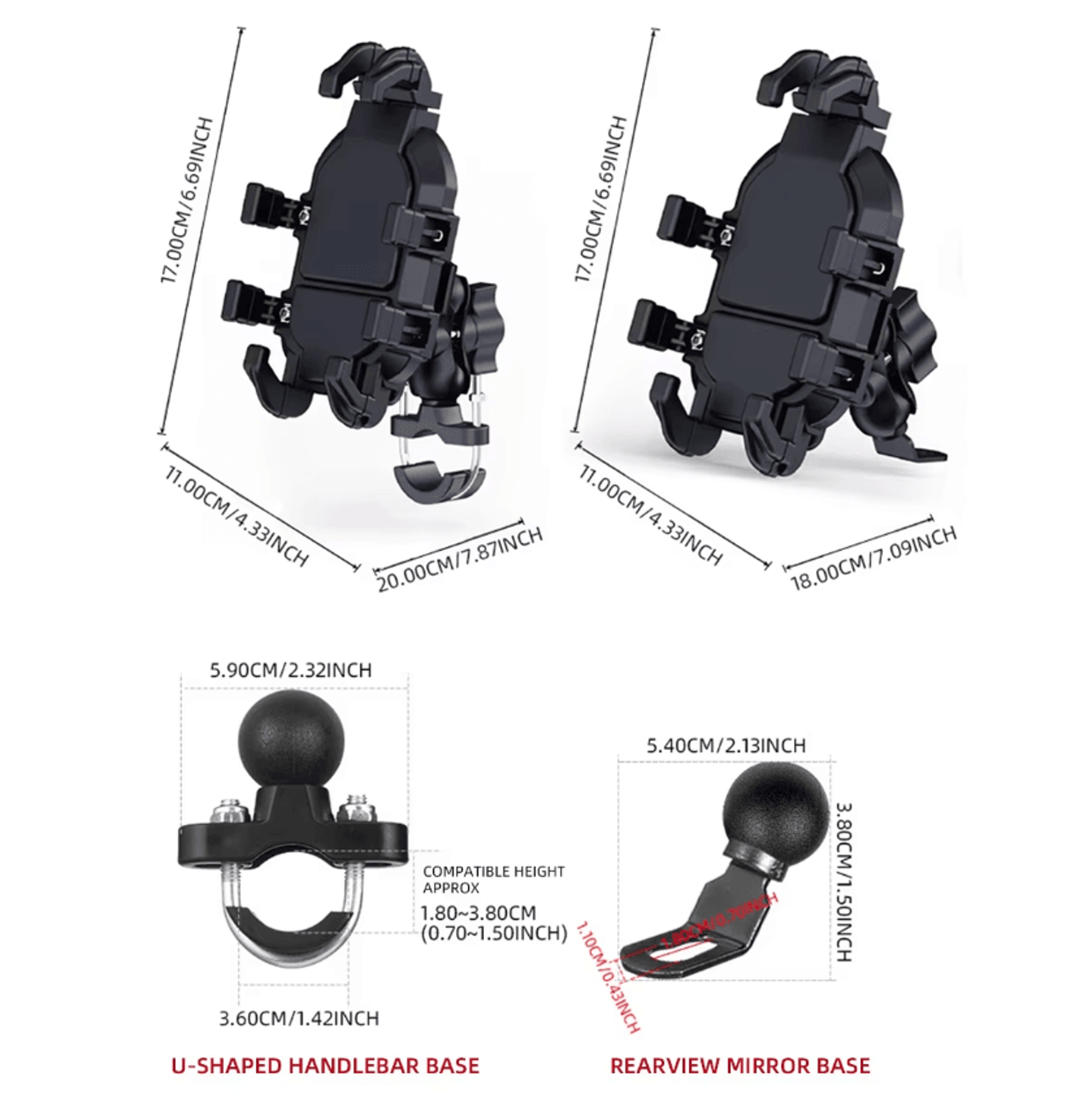360 Degree Motorcycle Phone Holder With Shock Absorber 4